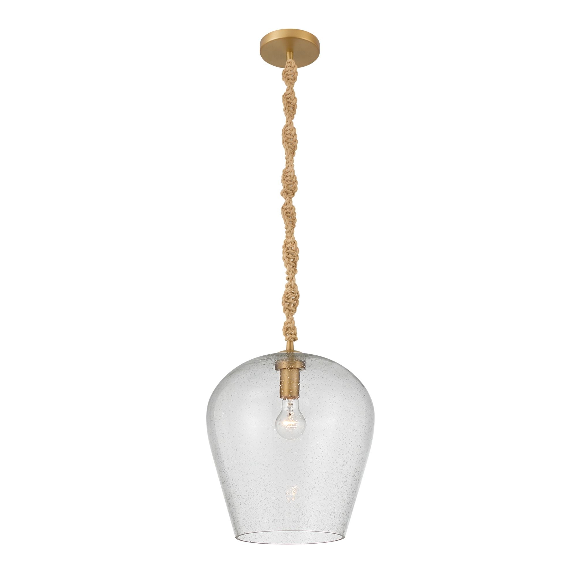 Minka-Lavery Elyric 15 in. 1-Light Pendant, Legacy Brass with Clear Seeded Glass