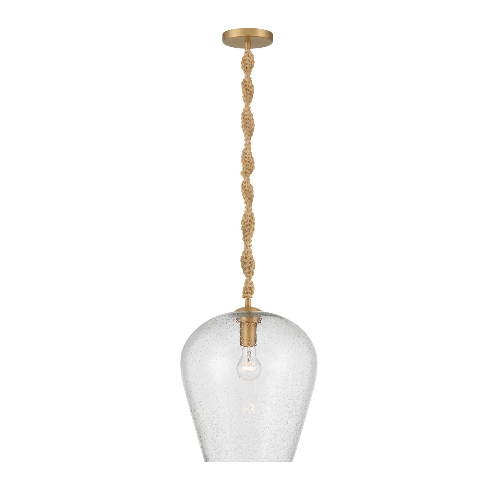 Minka-Lavery Elyric 15 in. 1-Light Pendant, Legacy Brass with Clear Seeded Glass