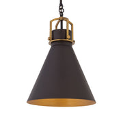 Minka-Lavery Fenric 19 in. Pendant Light, Dark Bronze & Legacy Brass with Metal Shade