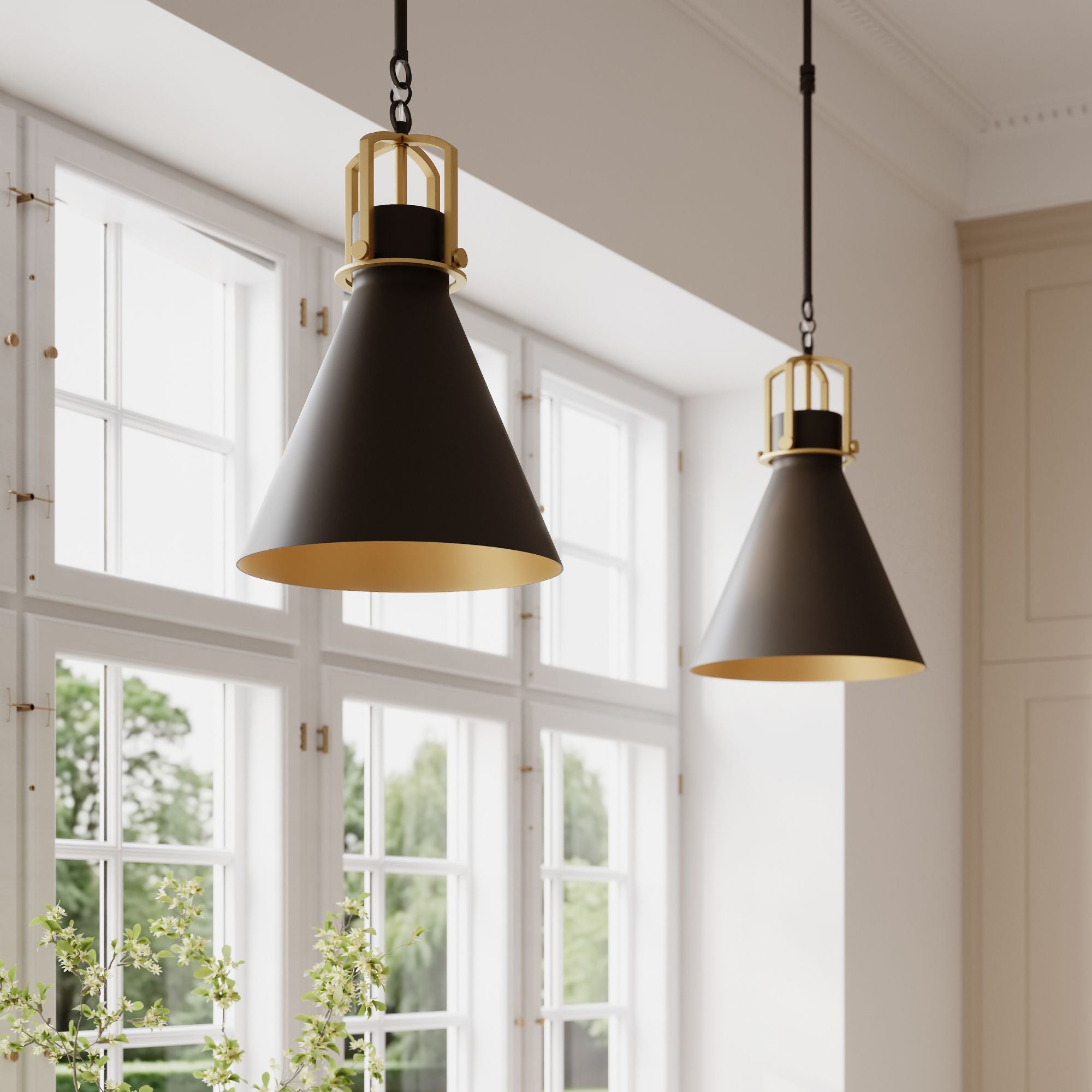 Minka-Lavery Fenric 19 in. Pendant Light, Dark Bronze & Legacy Brass with Metal Shade