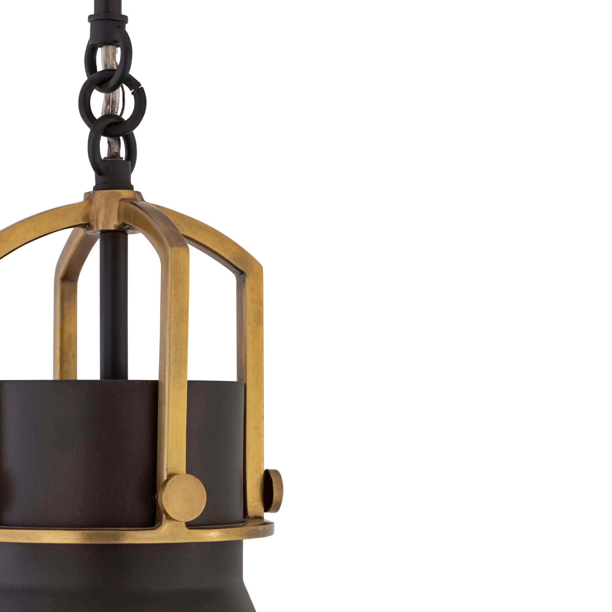 Minka-Lavery Fenric 19 in. Pendant Light, Dark Bronze & Legacy Brass with Metal Shade