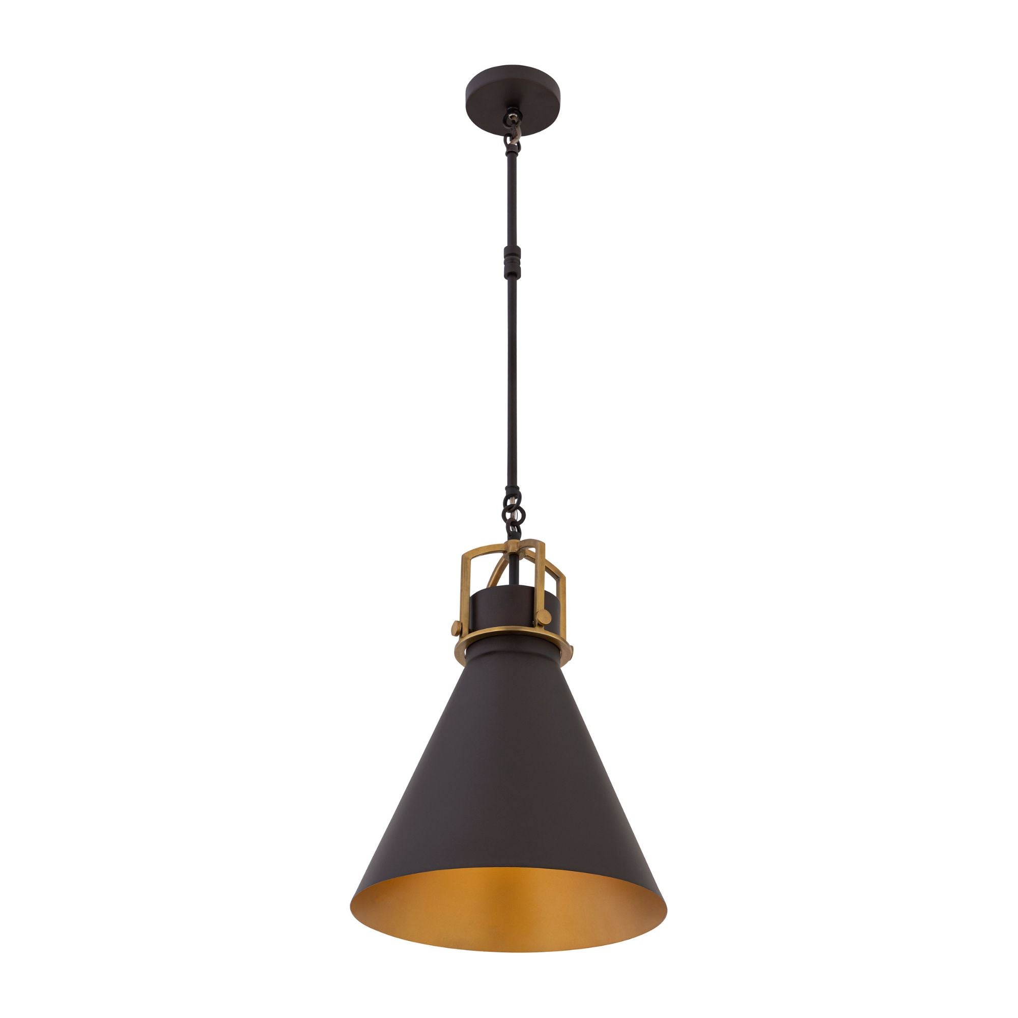 Minka-Lavery Fenric 19 in. Pendant Light, Dark Bronze & Legacy Brass with Metal Shade