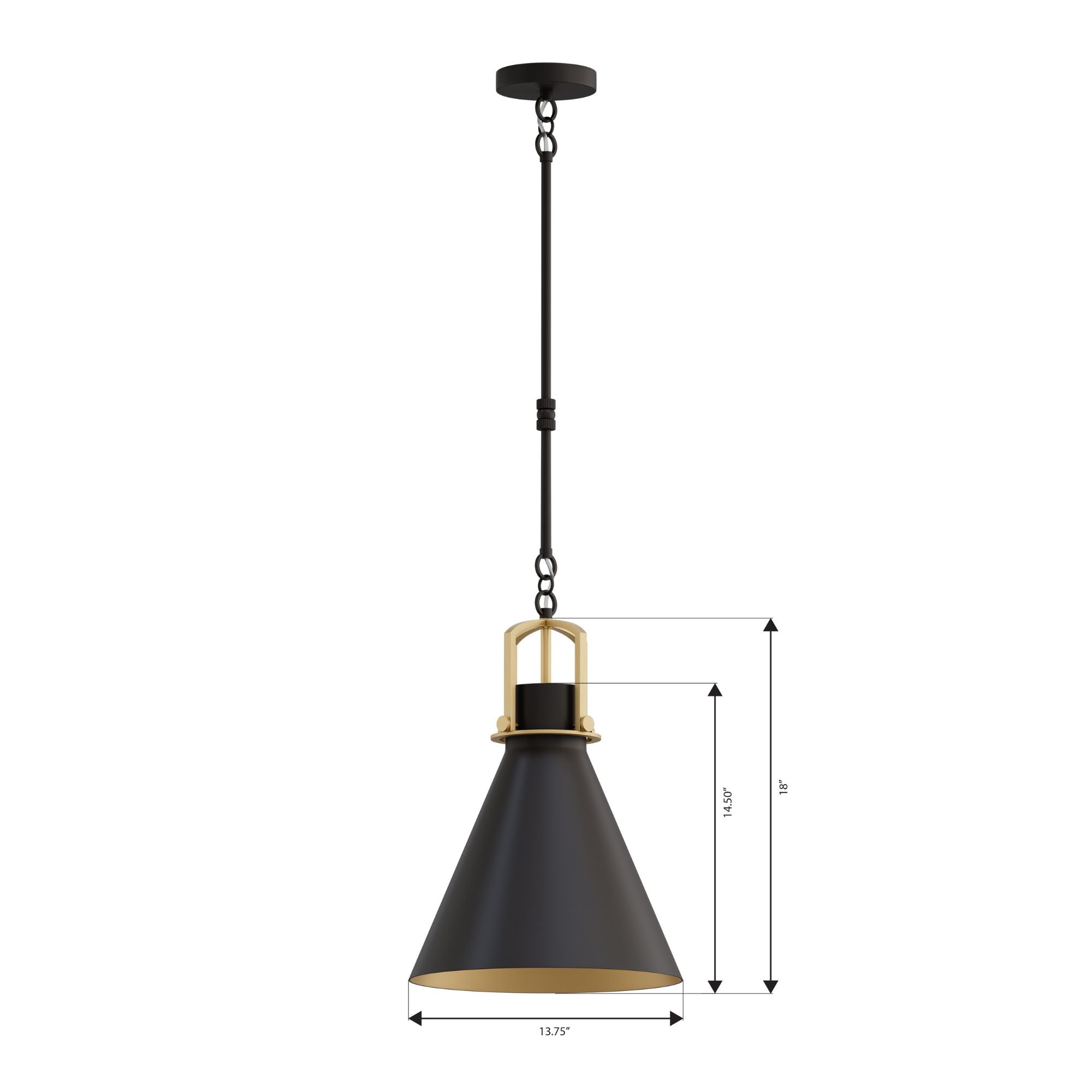 Minka-Lavery Fenric 19 in. Pendant Light, Dark Bronze & Legacy Brass with Metal Shade