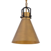 Minka-Lavery Fenric 19 in. Pendant Light, Legacy Brass & Dark Bronze with Metal Cone Shade