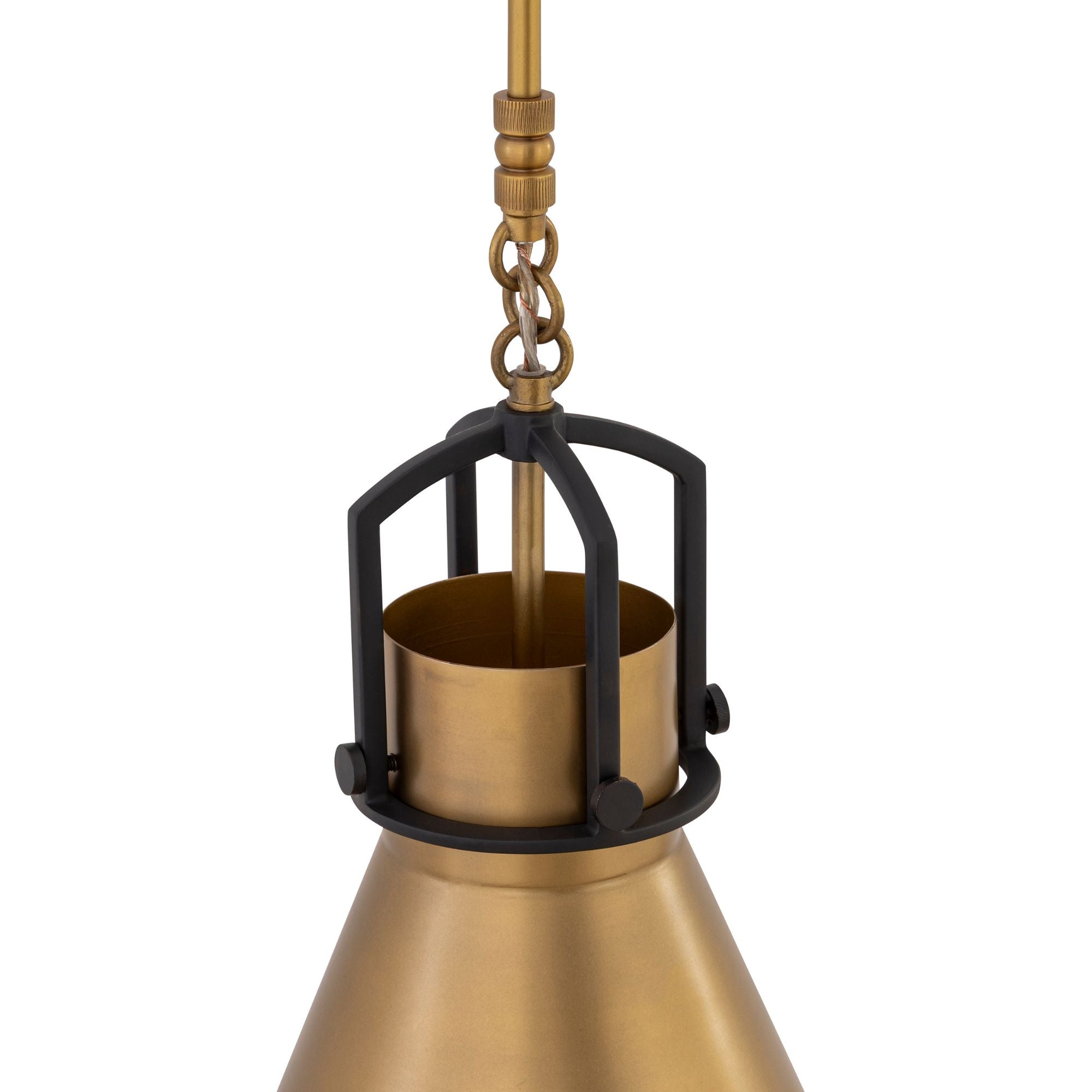 Minka-Lavery Fenric 19 in. Pendant Light, Legacy Brass & Dark Bronze with Metal Cone Shade