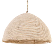 Minka-Lavery Fernwood 23.5 in. Pendant, Legacy Brass with Off White Fabric Shade