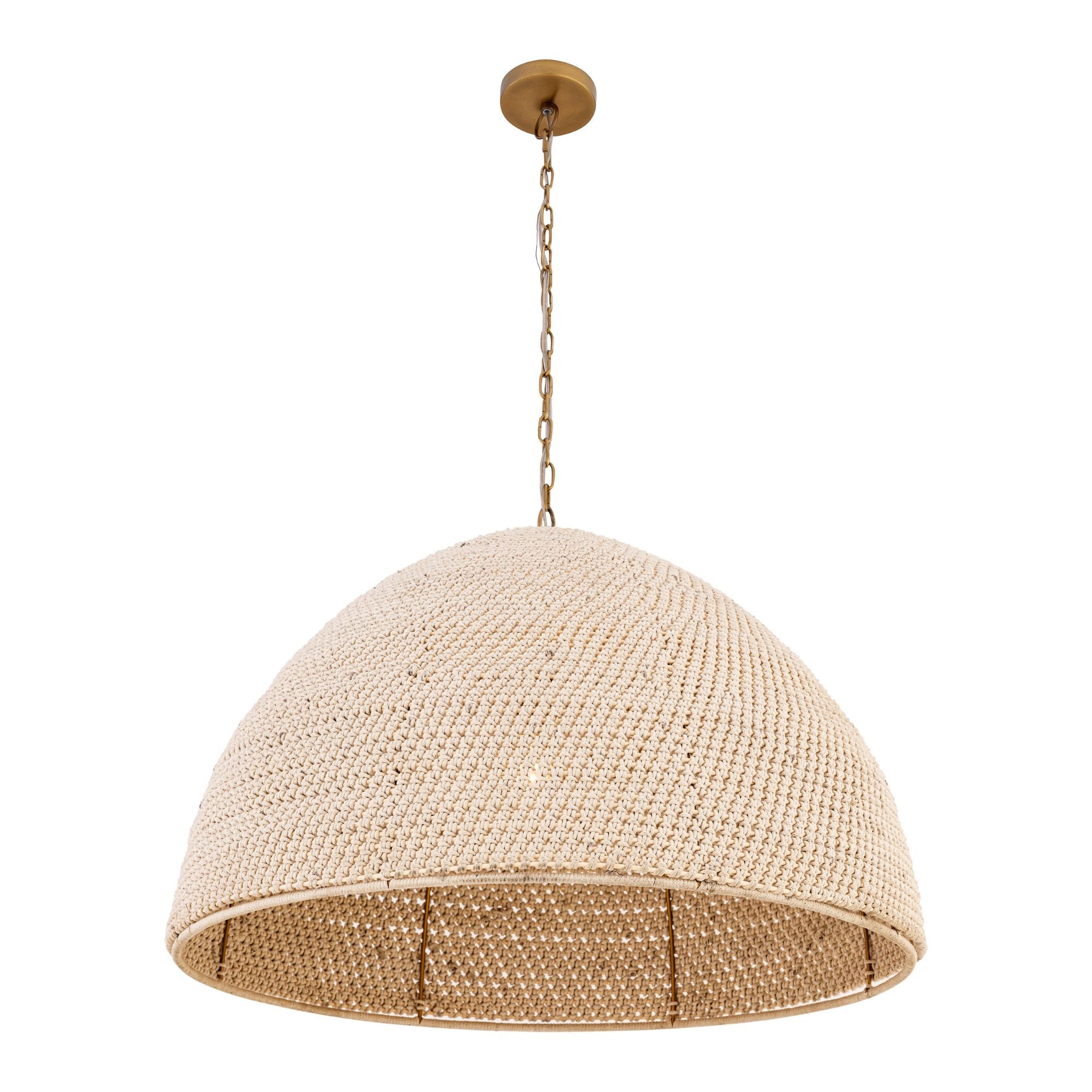 Minka-Lavery Fernwood 23.5 in. Pendant, Legacy Brass with Off White Fabric Shade