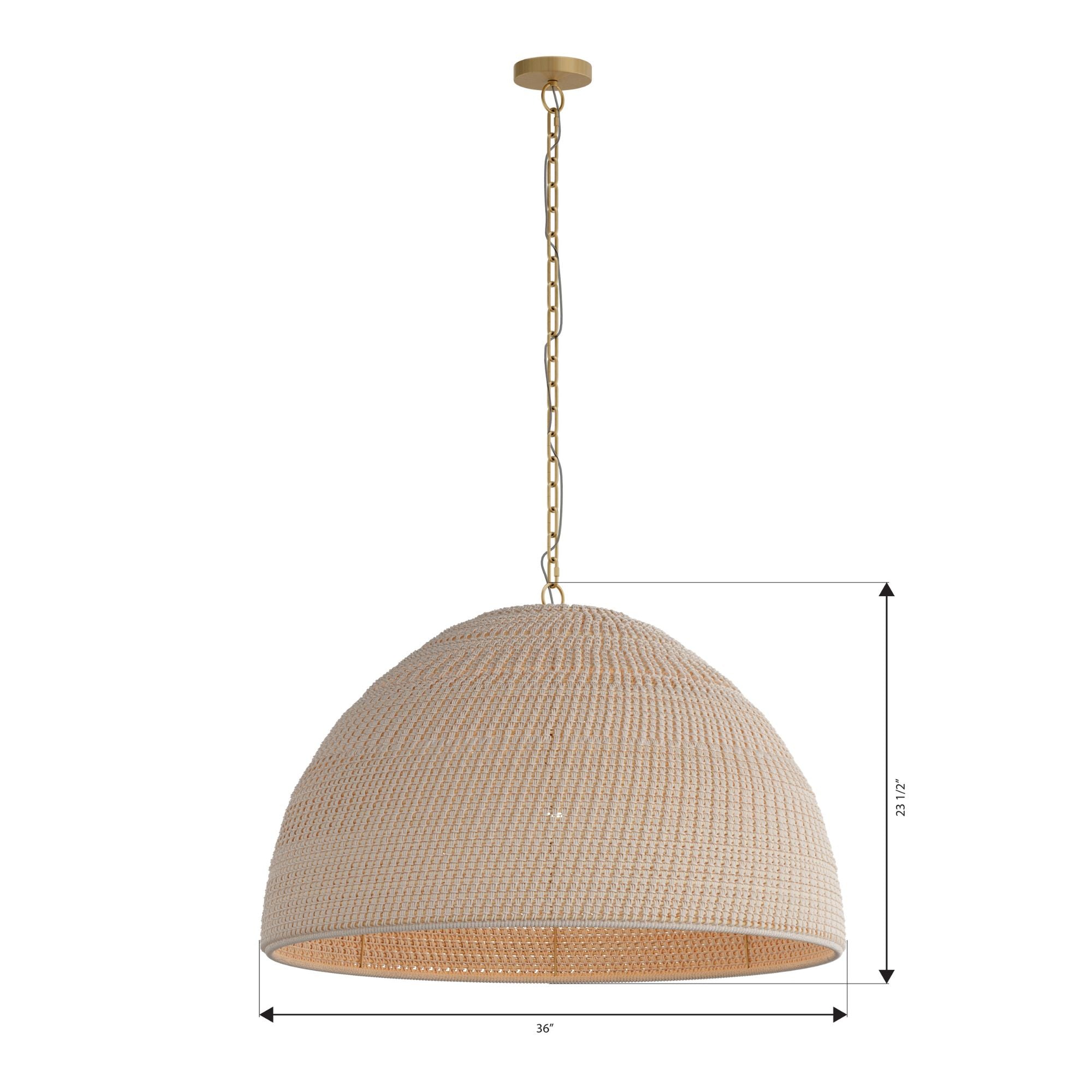 Minka-Lavery Fernwood 23.5 in. Pendant, Legacy Brass with Off White Fabric Shade