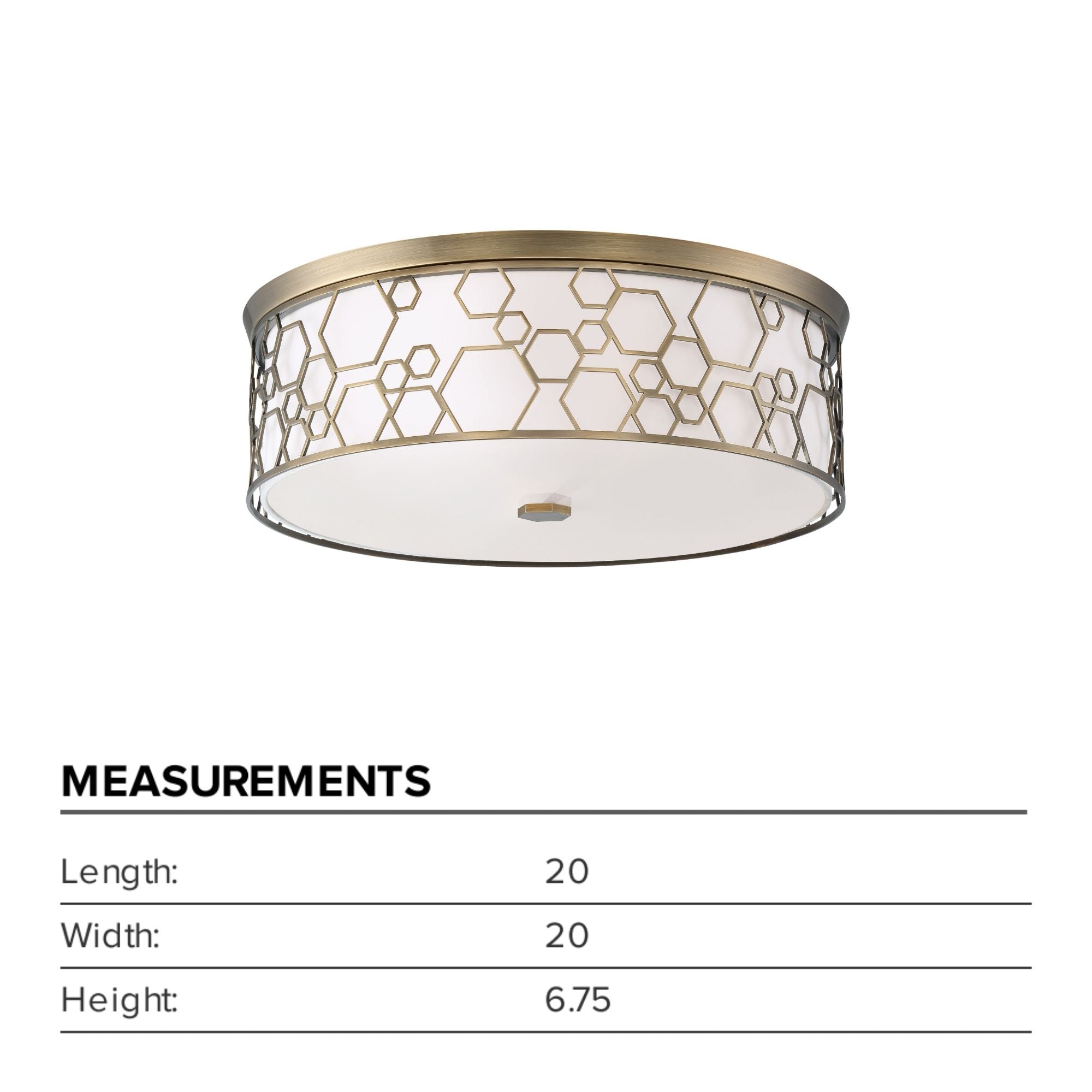 20" LED Flush Mount, Polished Satin Brass Finish