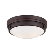13" 2-Light Flush Mount, Lathan Bronze Finish