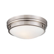 13" 2-Light Flush Mount, Brushed Nickel Finish