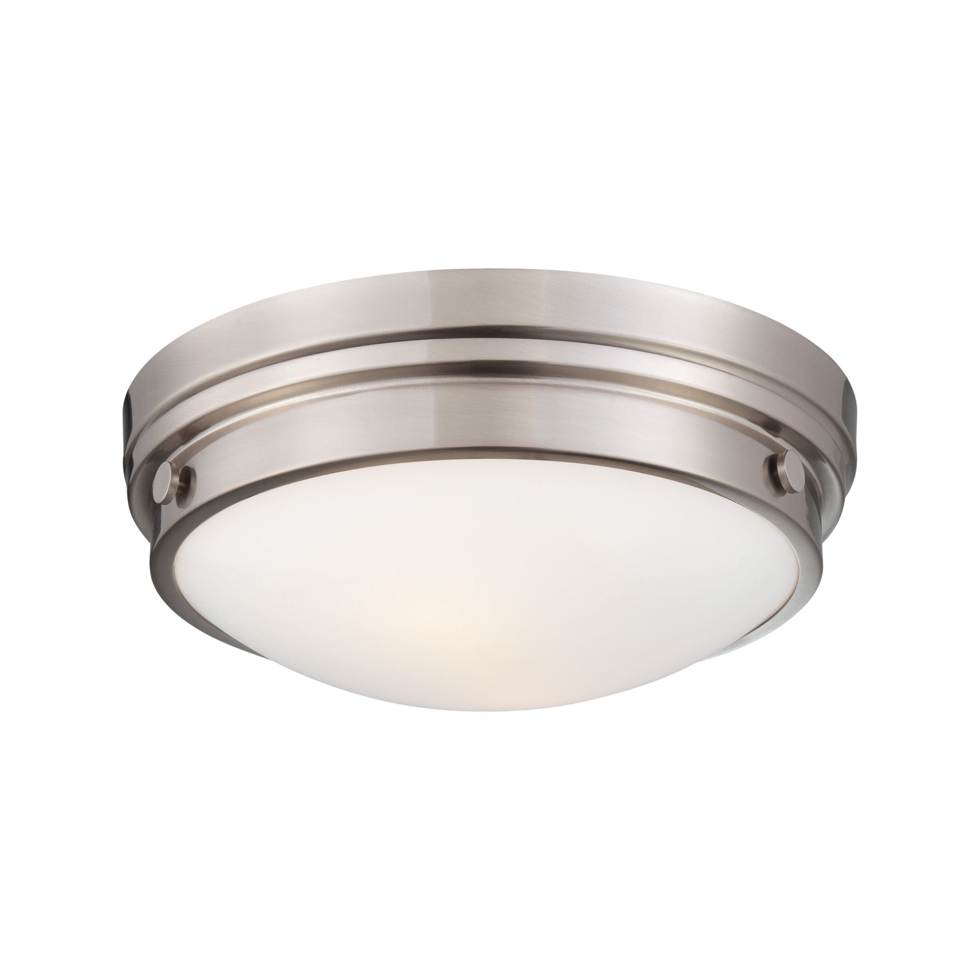 13" 2-Light Flush Mount, Brushed Nickel Finish