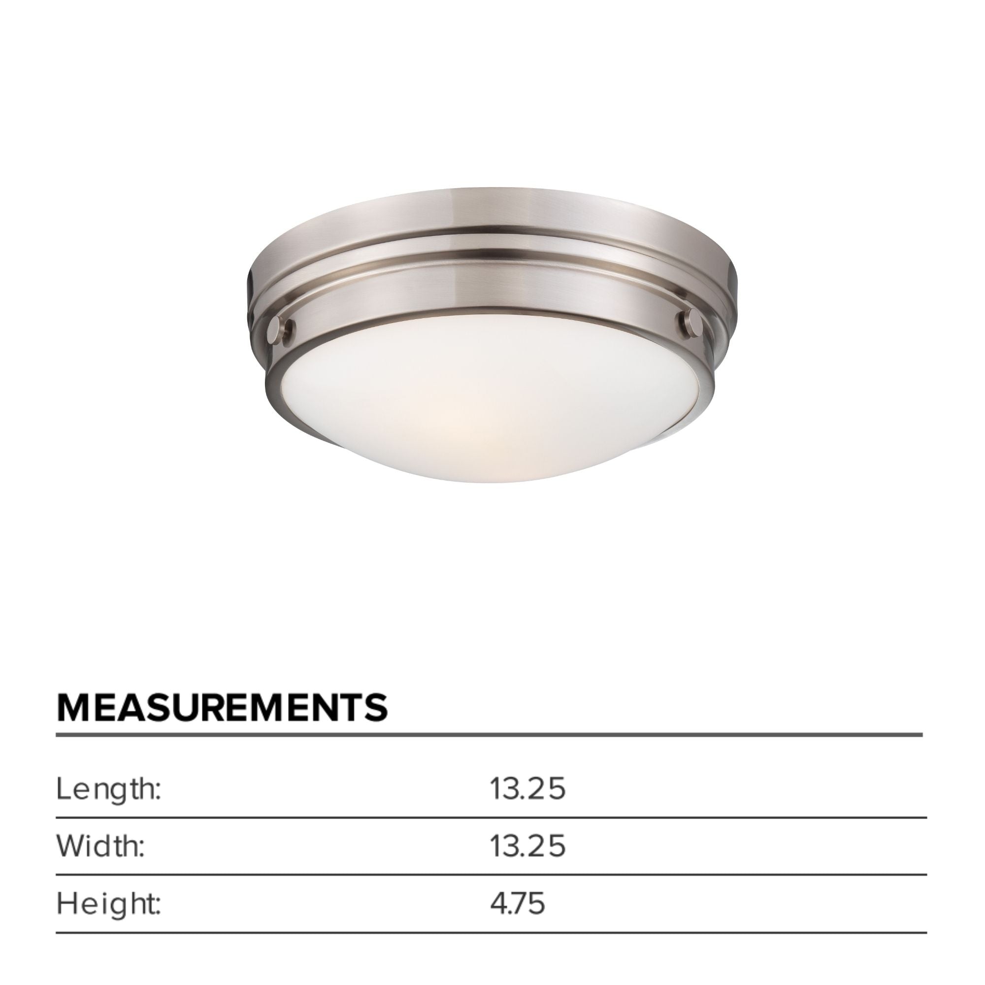 13" 2-Light Flush Mount, Brushed Nickel Finish