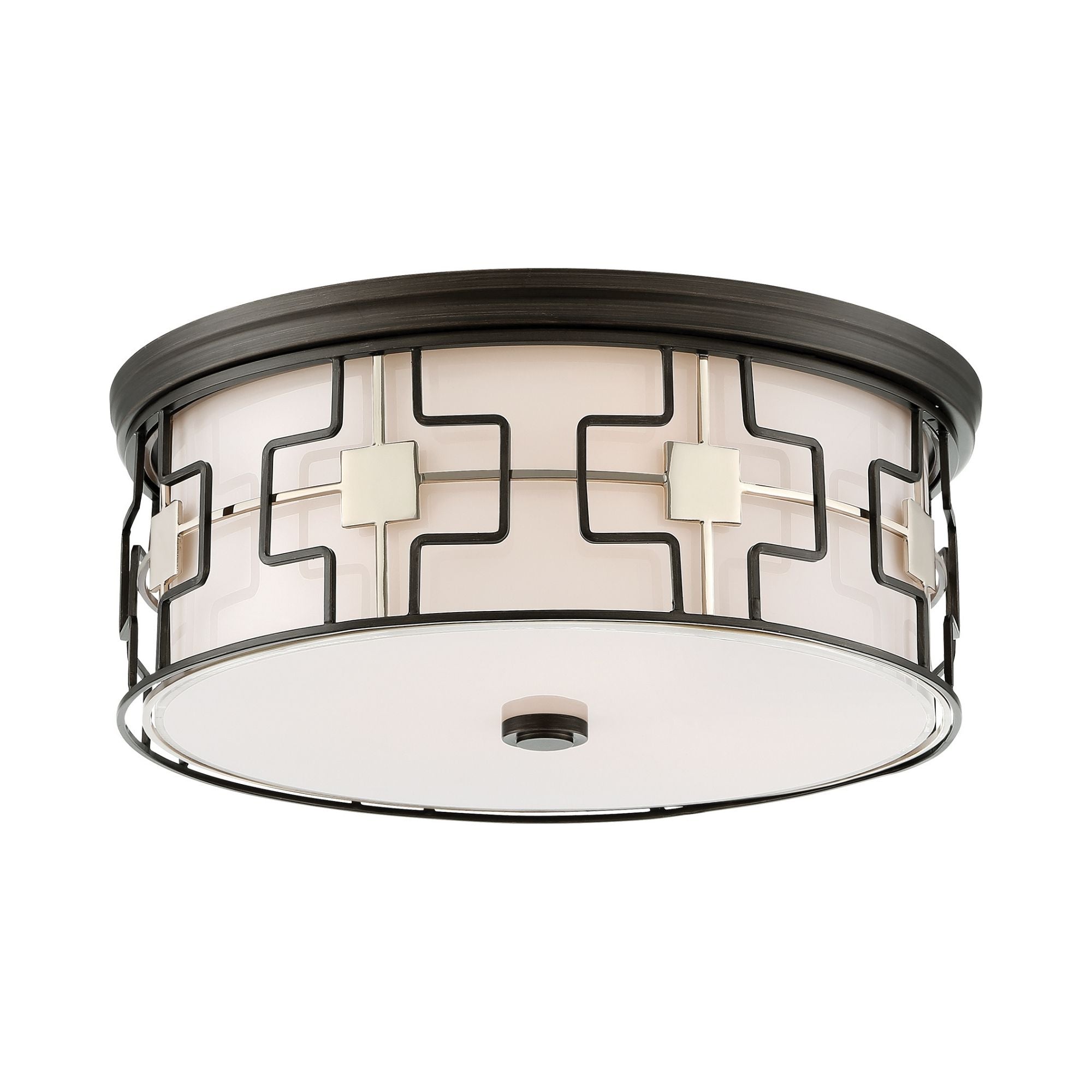 16" LED Flush Mount, Dark Gray & Polished Nickel Finish
