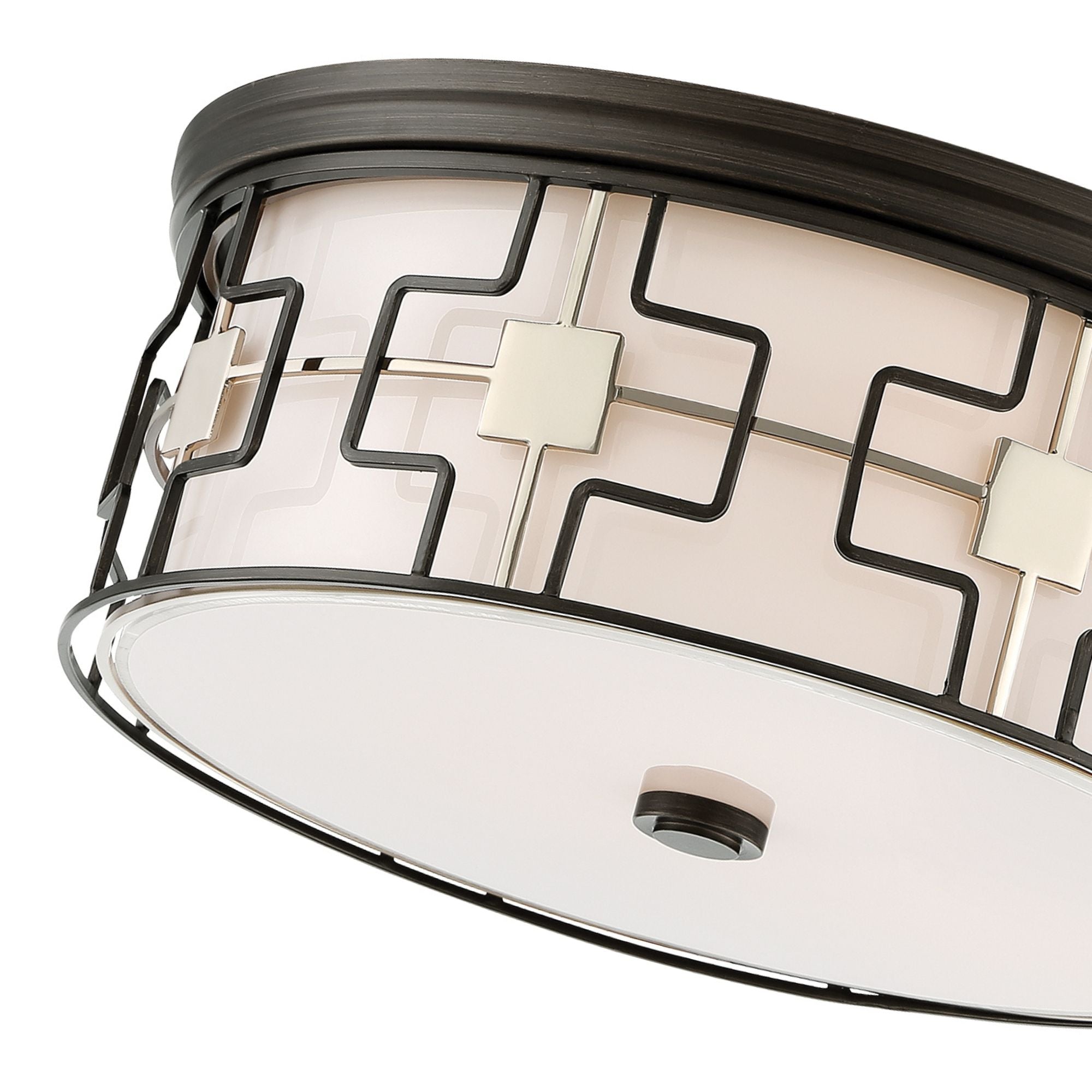 16" LED Flush Mount, Dark Gray & Polished Nickel Finish