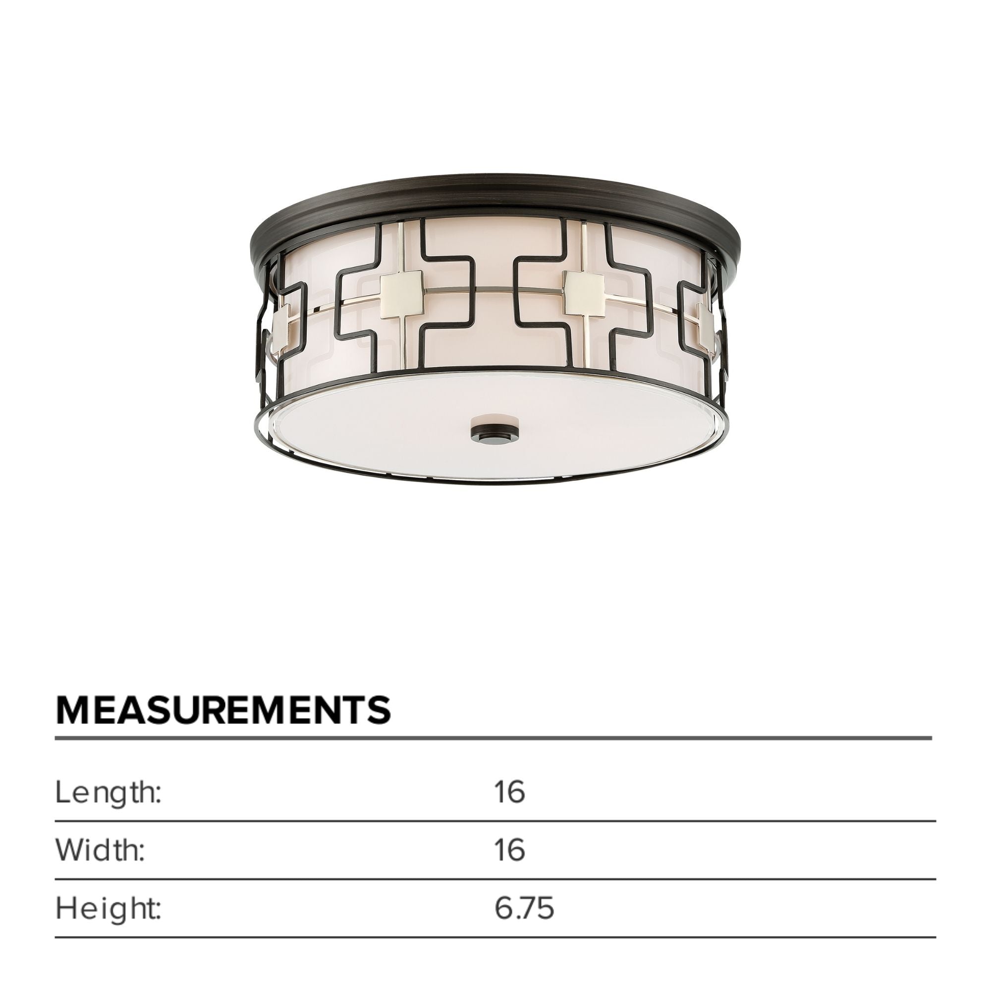 16" LED Flush Mount, Dark Gray & Polished Nickel Finish