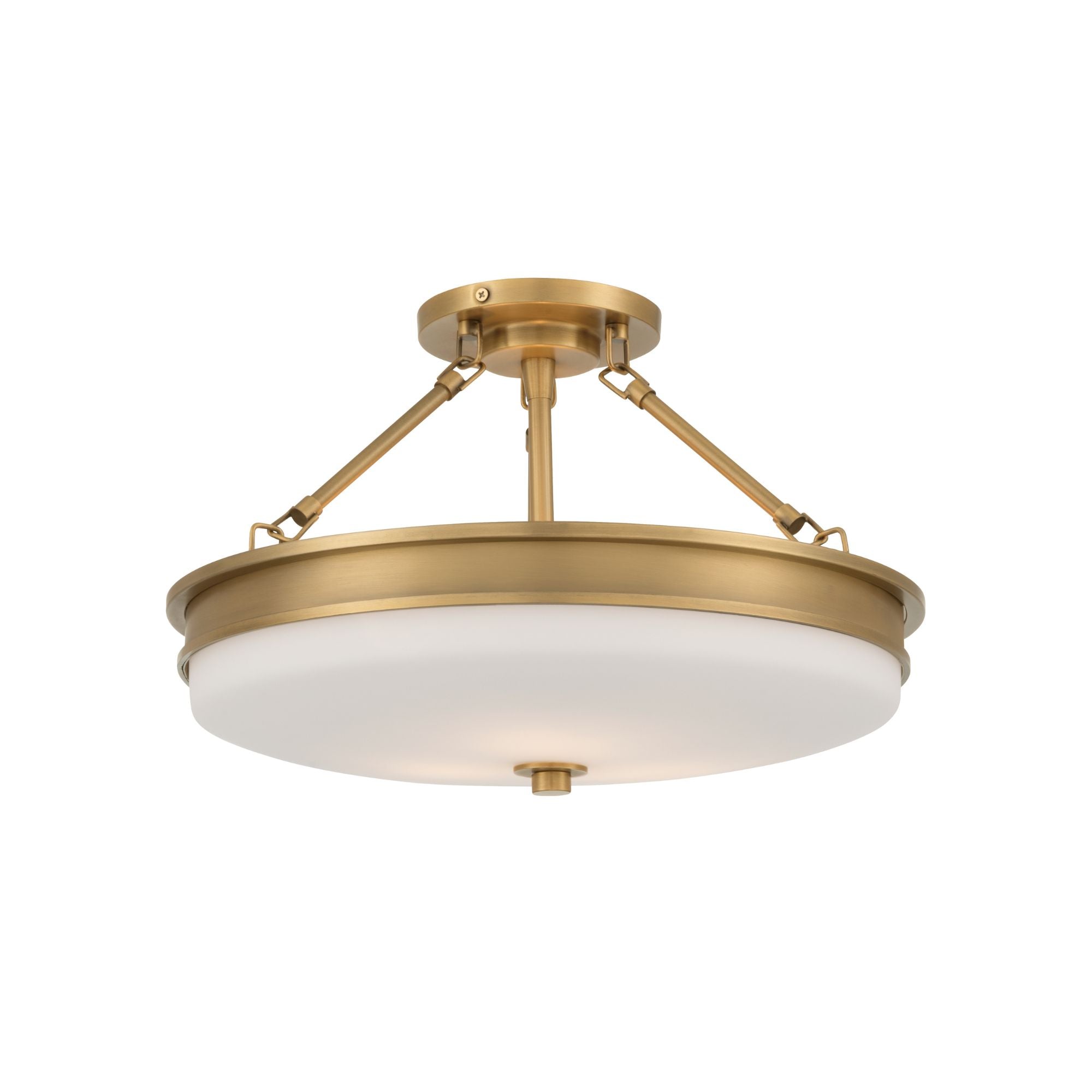 Minka-Lavery Halora 15.25 in. 3-Light Semi-Flush Mount, Legacy Brass with Etched Opal Glass Disk