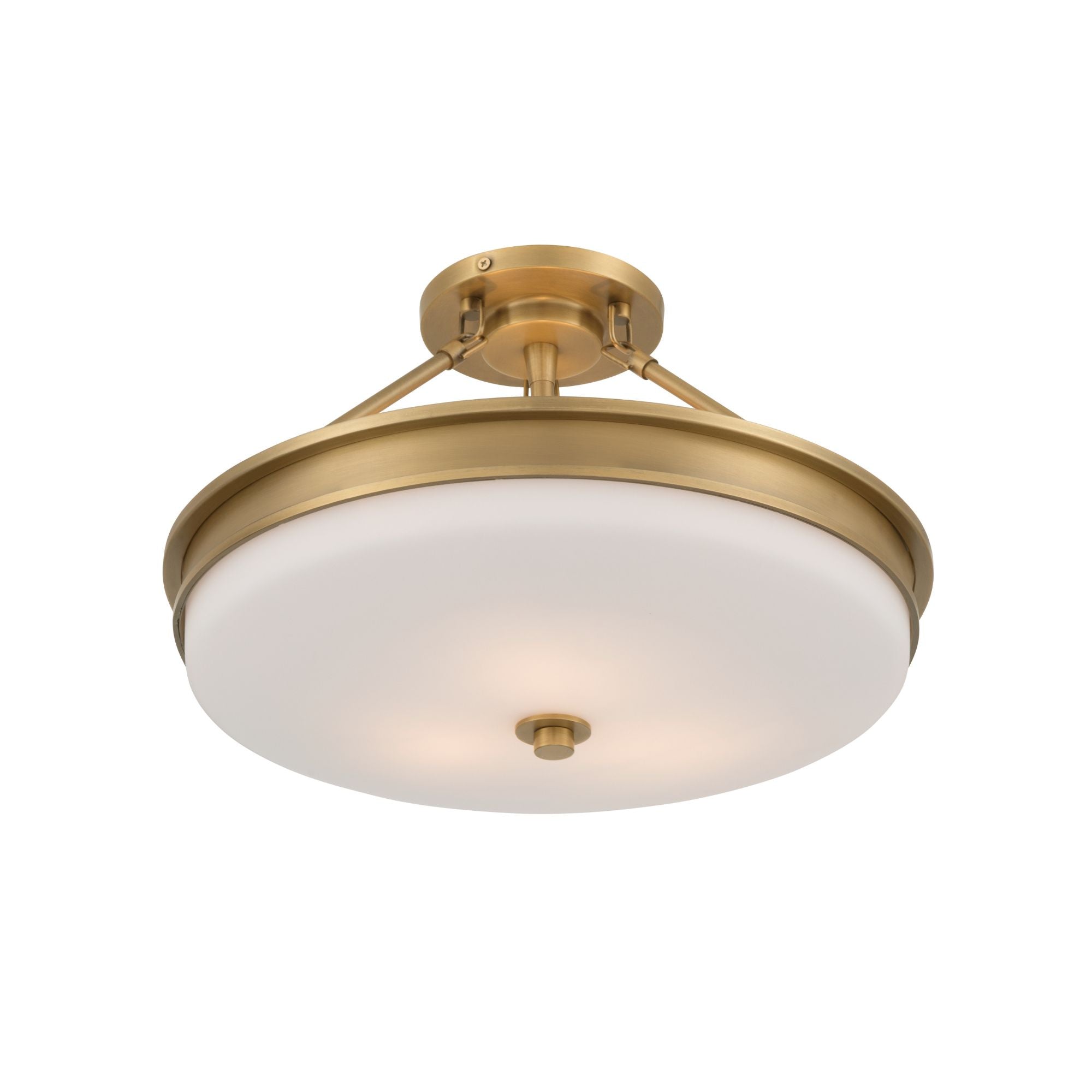 Minka-Lavery Halora 15.25 in. 3-Light Semi-Flush Mount, Legacy Brass with Etched Opal Glass Disk
