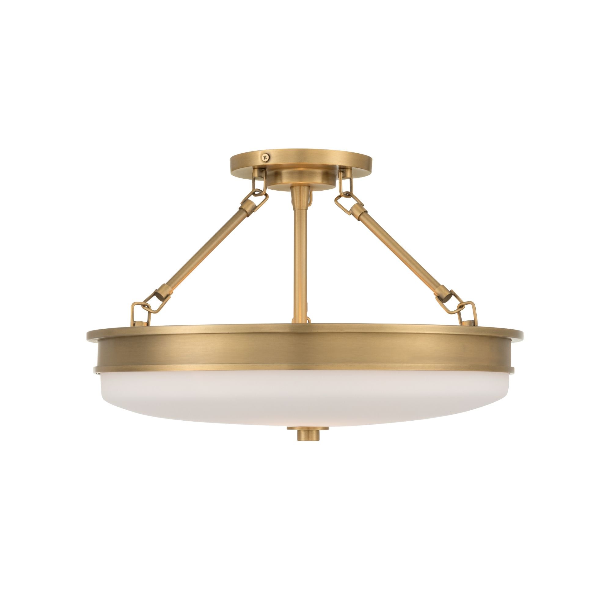 Minka-Lavery Halora 15.25 in. 3-Light Semi-Flush Mount, Legacy Brass with Etched Opal Glass Disk