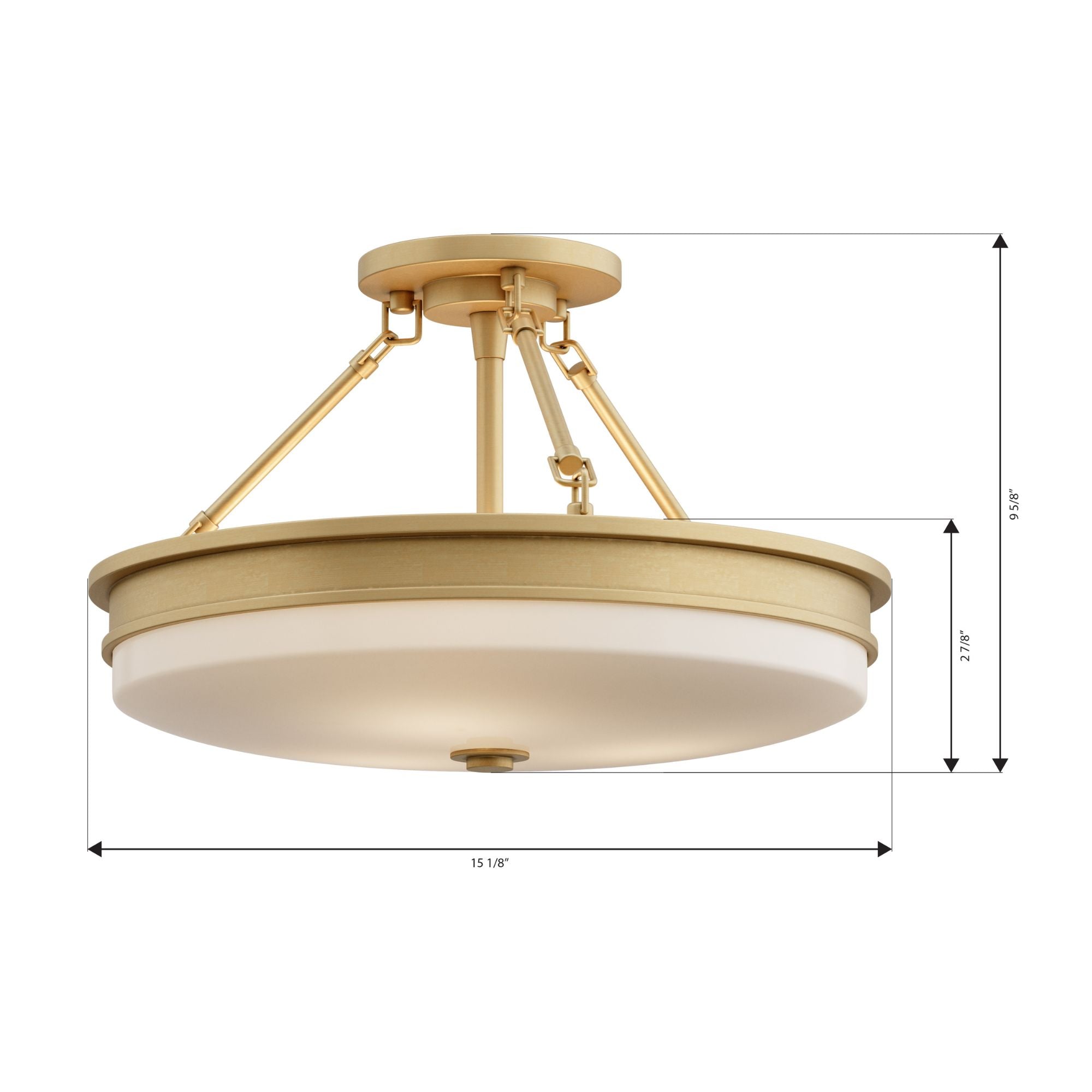 Minka-Lavery Halora 15.25 in. 3-Light Semi-Flush Mount, Legacy Brass with Etched Opal Glass Disk