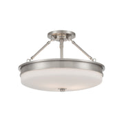 Minka-Lavery Halora 15.25 in. 3-Light Semi-Flush Mount, Brushed Nickel with Etched Opal Glass Disk