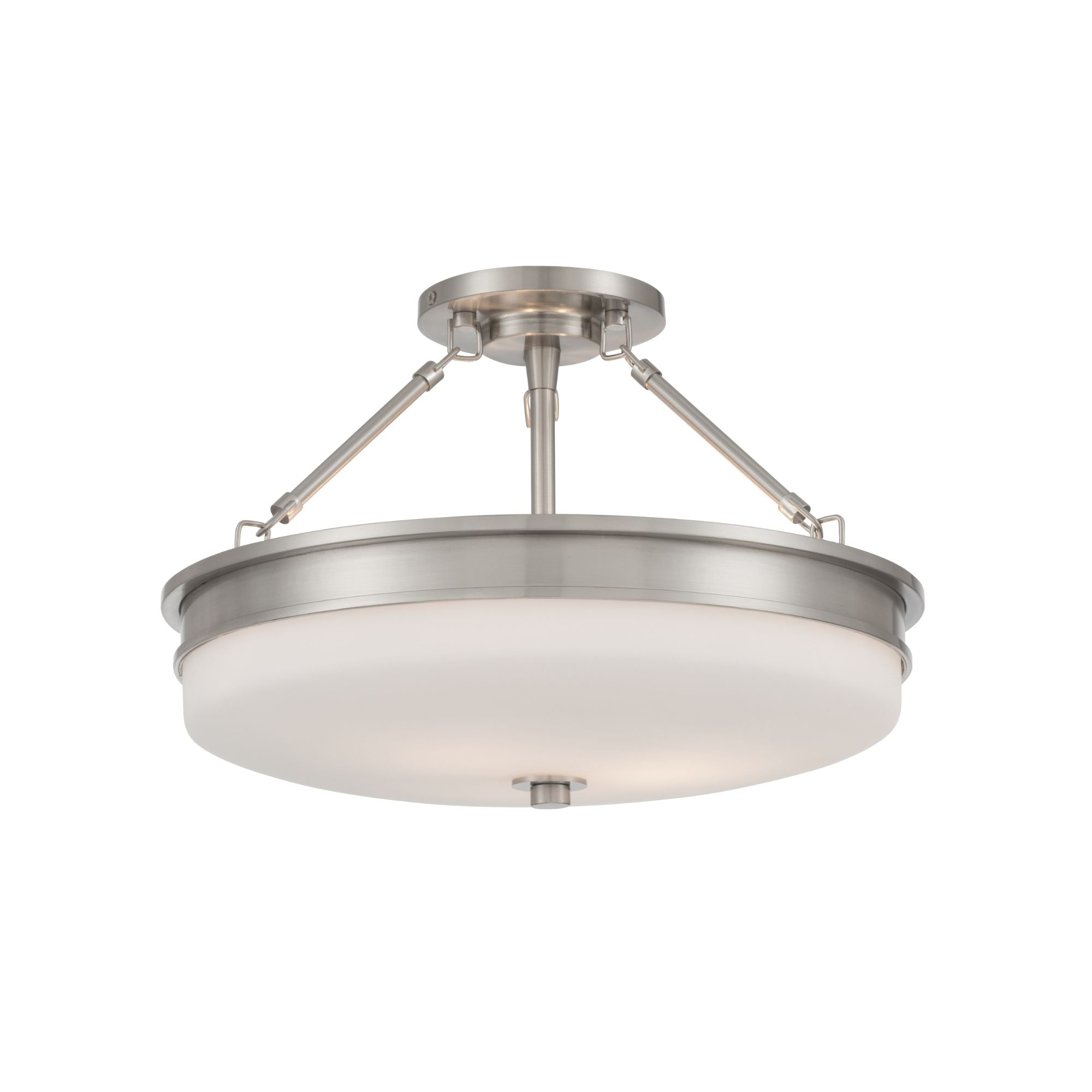 Minka-Lavery Halora 15.25 in. 3-Light Semi-Flush Mount, Brushed Nickel with Etched Opal Glass Disk