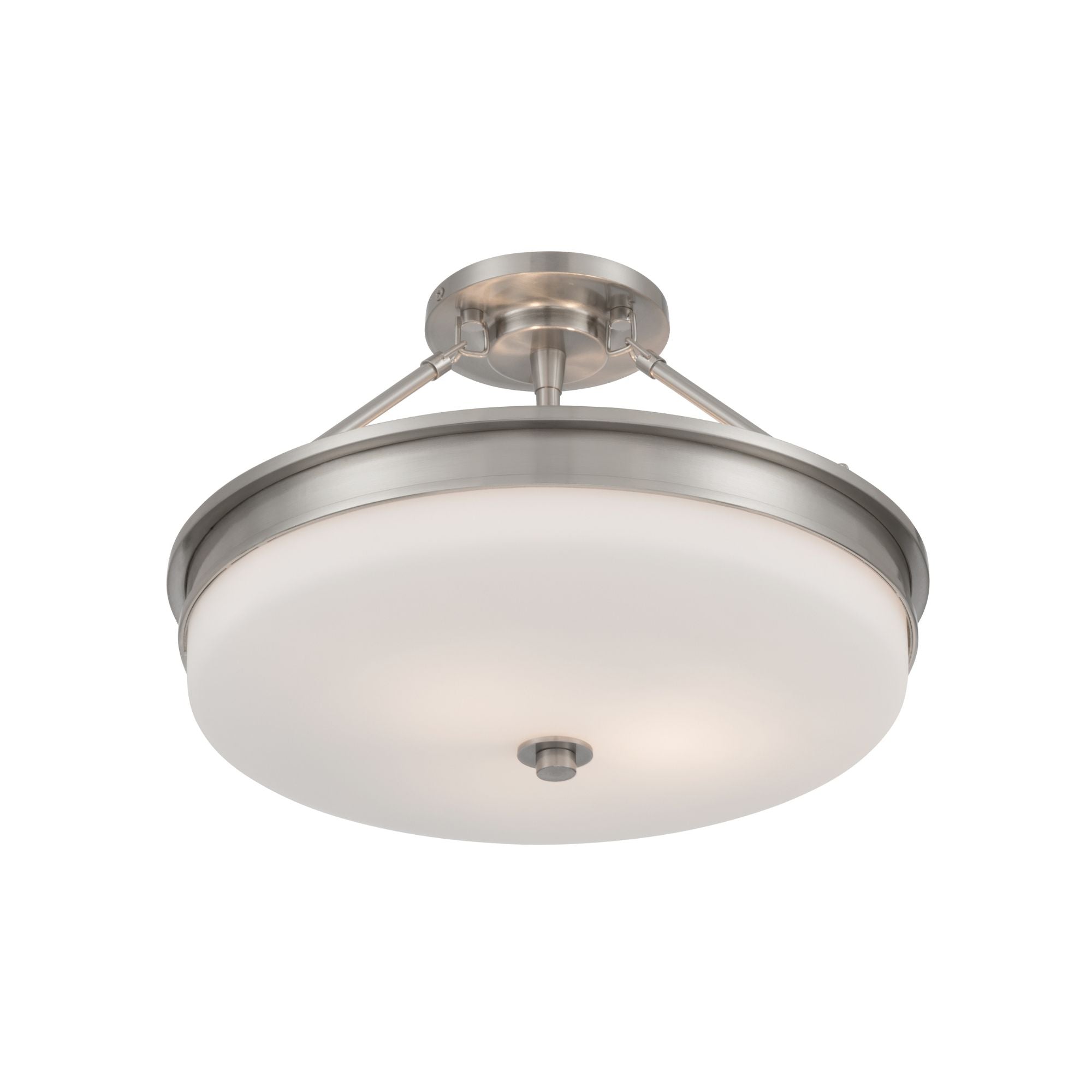 Minka-Lavery Halora 15.25 in. 3-Light Semi-Flush Mount, Brushed Nickel with Etched Opal Glass Disk