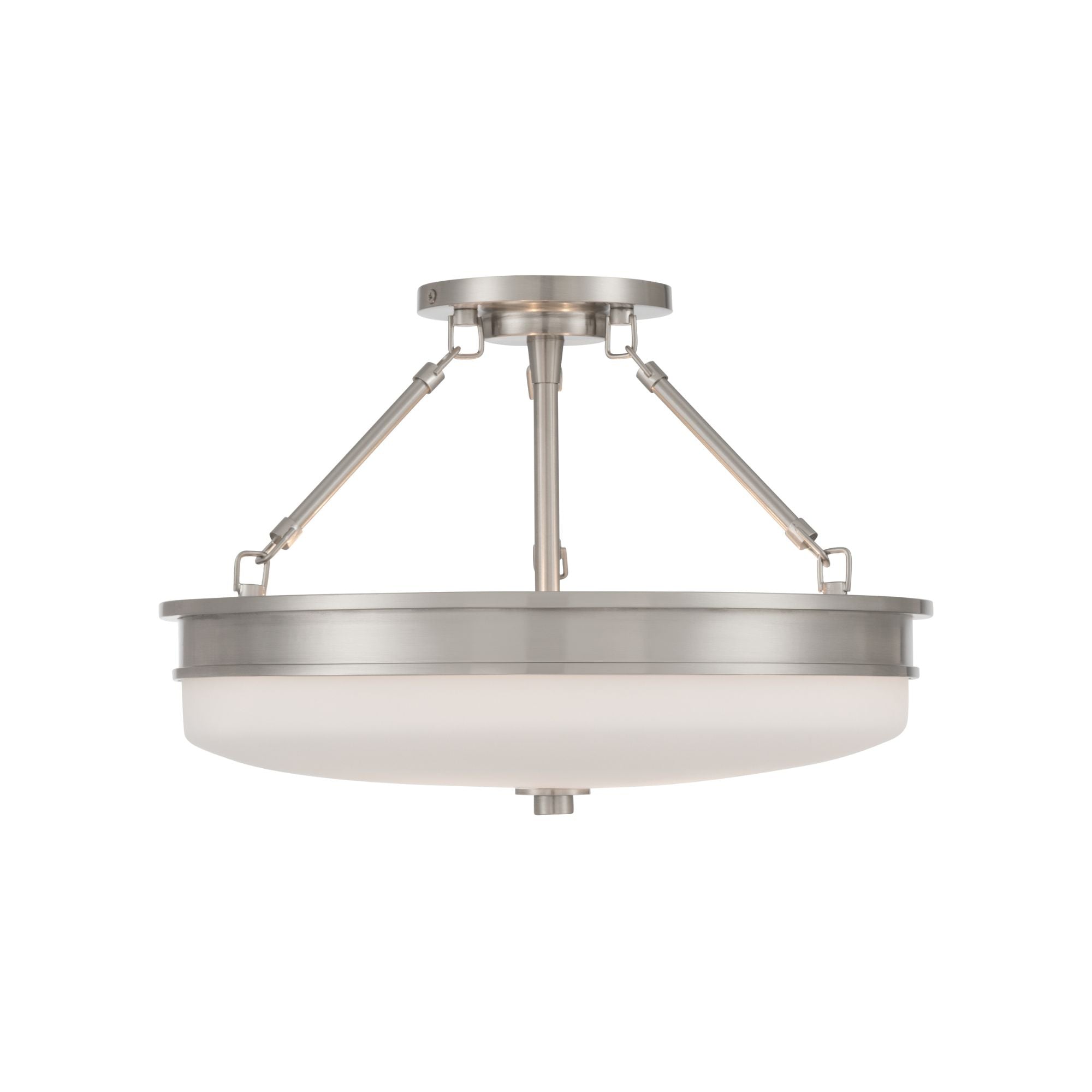 Minka-Lavery Halora 15.25 in. 3-Light Semi-Flush Mount, Brushed Nickel with Etched Opal Glass Disk