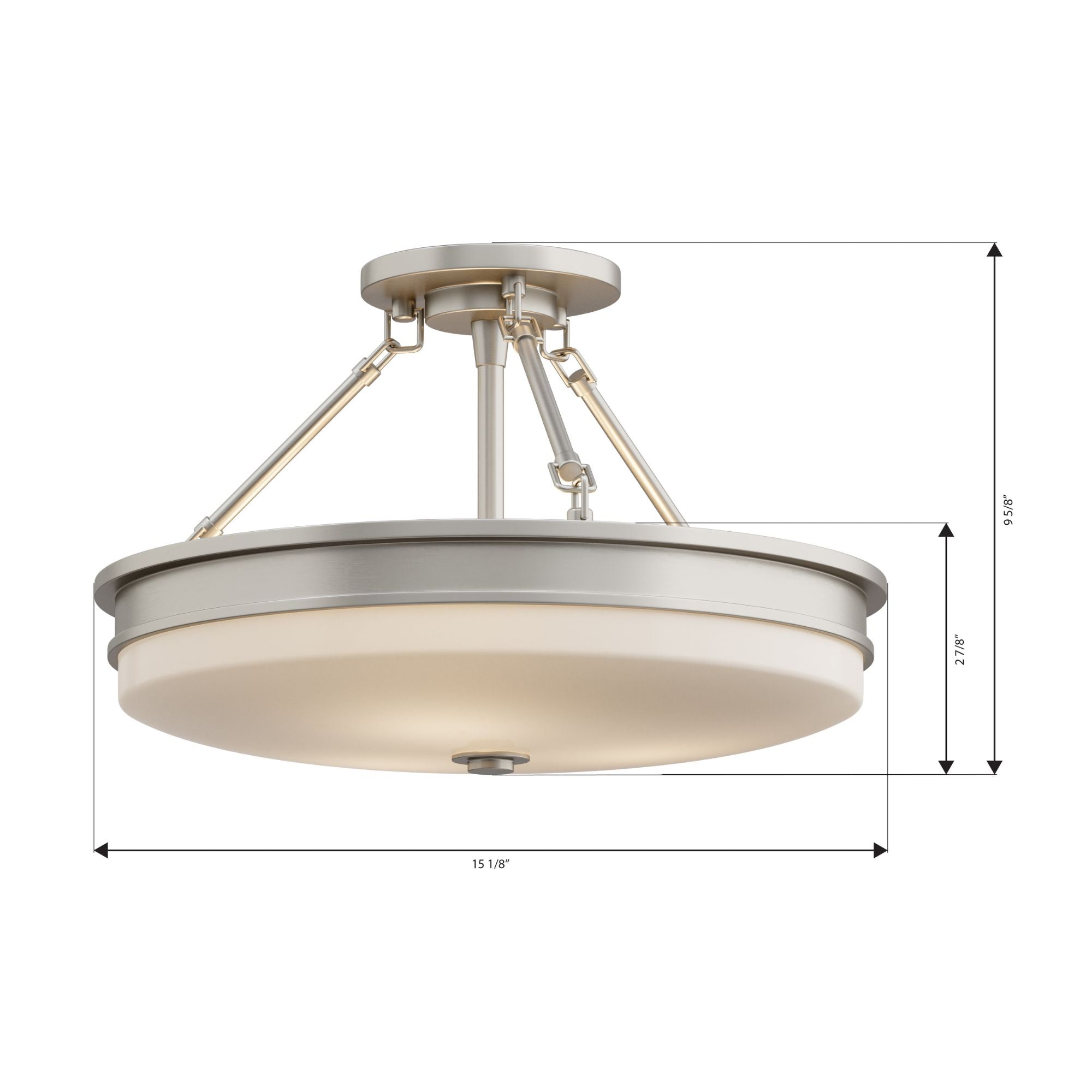 Minka-Lavery Halora 15.25 in. 3-Light Semi-Flush Mount, Brushed Nickel with Etched Opal Glass Disk
