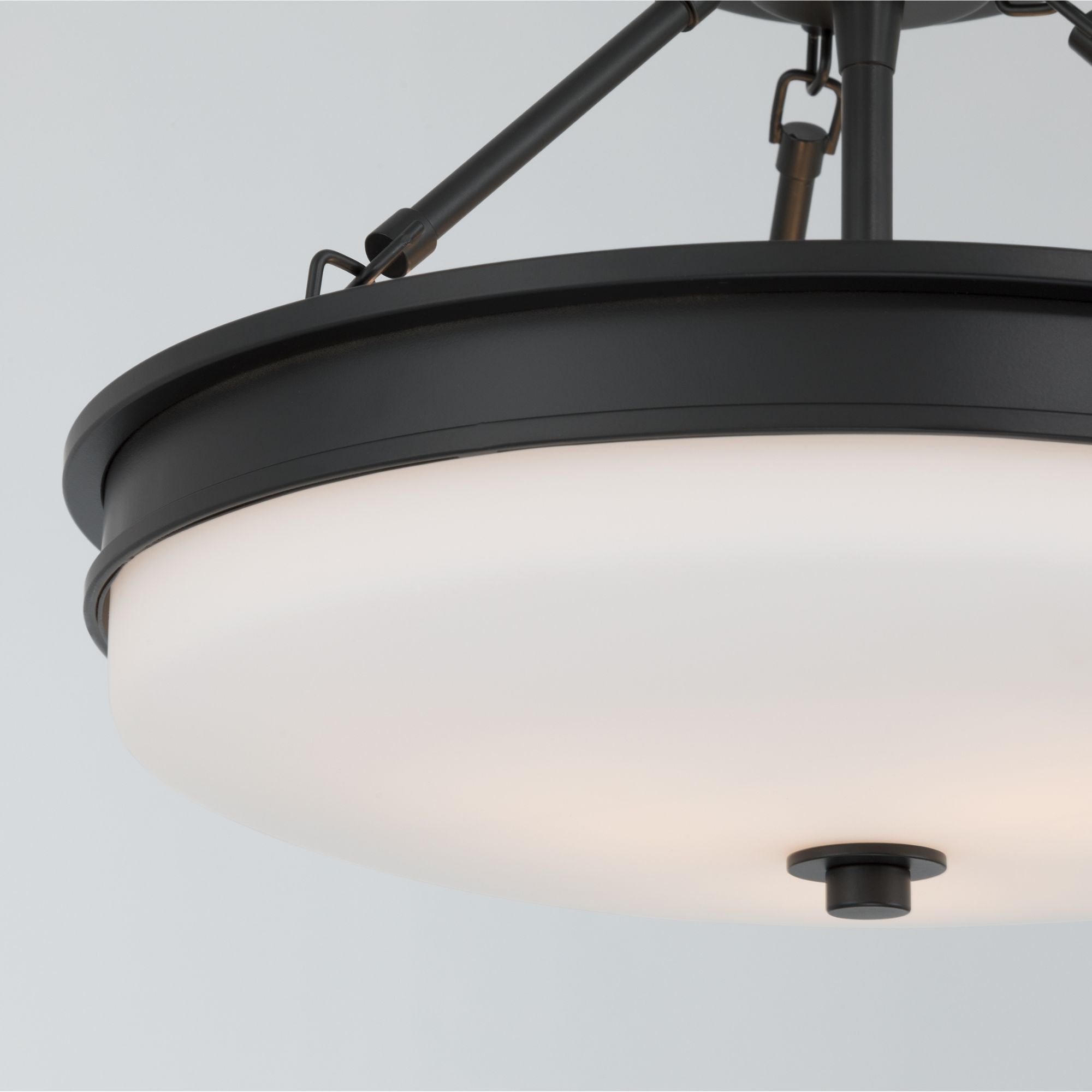 Minka-Lavery Halora 15.25 in. 3-Light Semi-Flush Mount, Dark Matte Black with Etched Opal Glass Disk