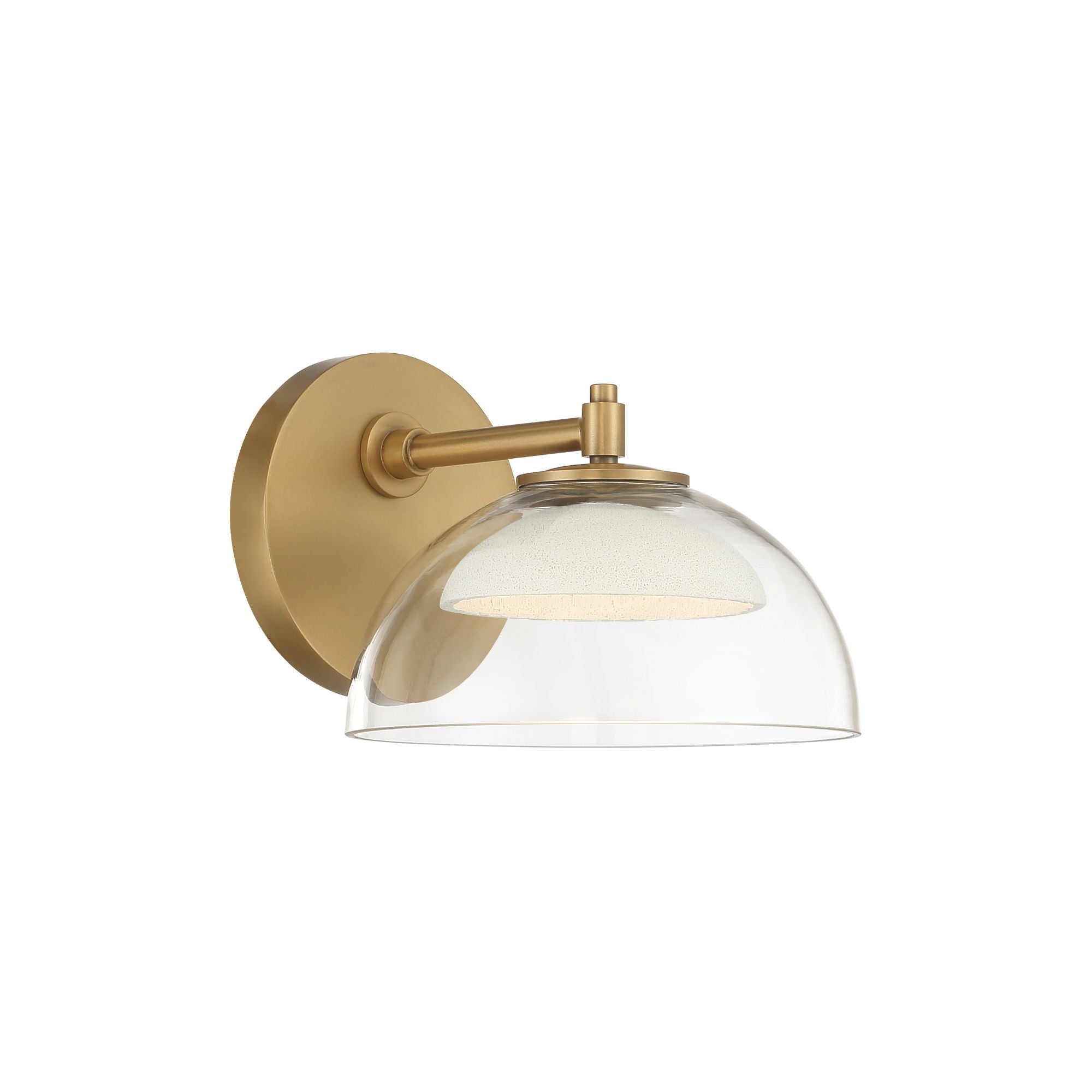 Minka-Lavery Halwynd 5.75 in. LED Bath Sconce, Legacy Brass with Clear Glass & Textured Cement Dome