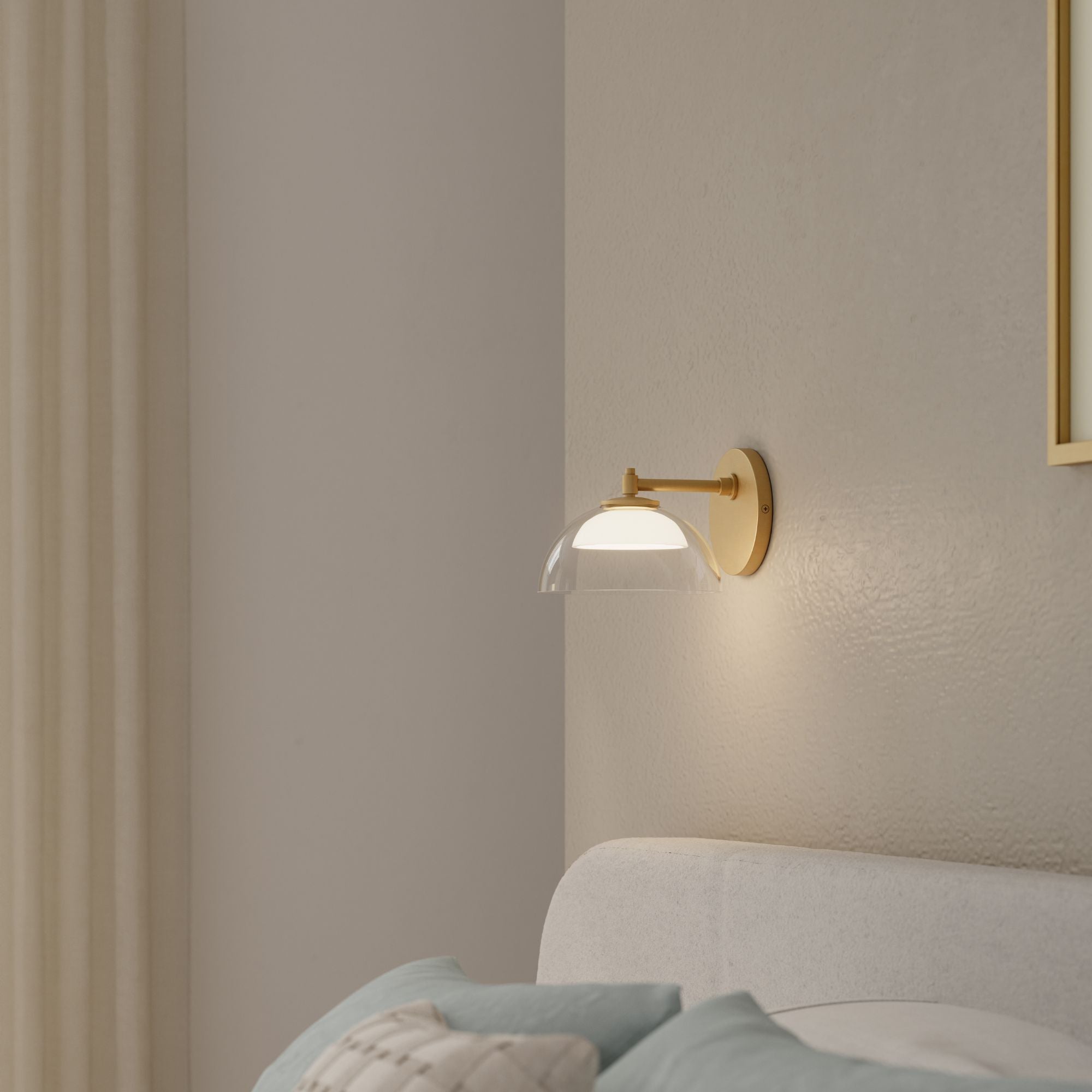 Minka-Lavery Halwynd 5.75 in. LED Bath Sconce, Legacy Brass with Clear Glass & Textured Cement Dome