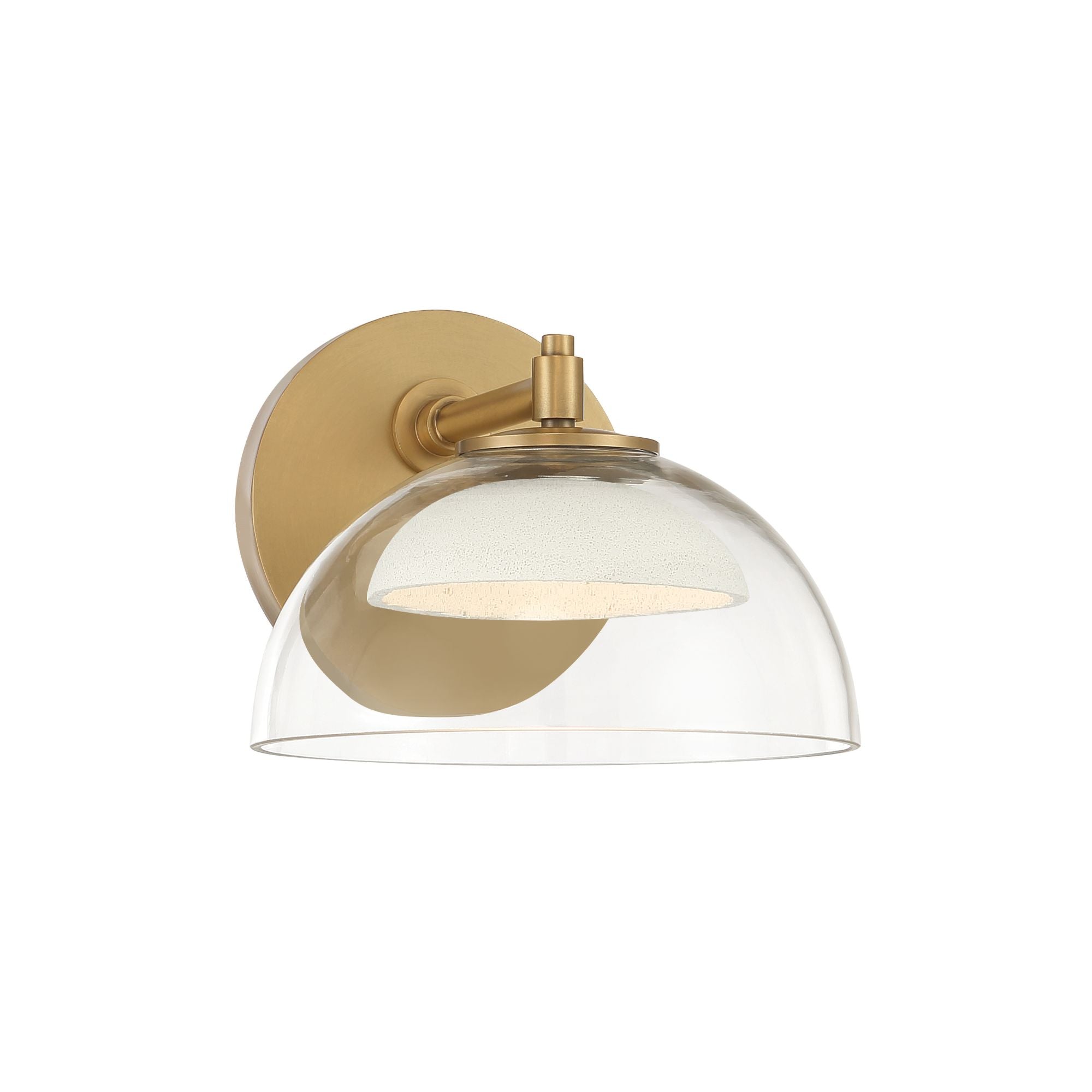 Minka-Lavery Halwynd 5.75 in. LED Bath Sconce, Legacy Brass with Clear Glass & Textured Cement Dome