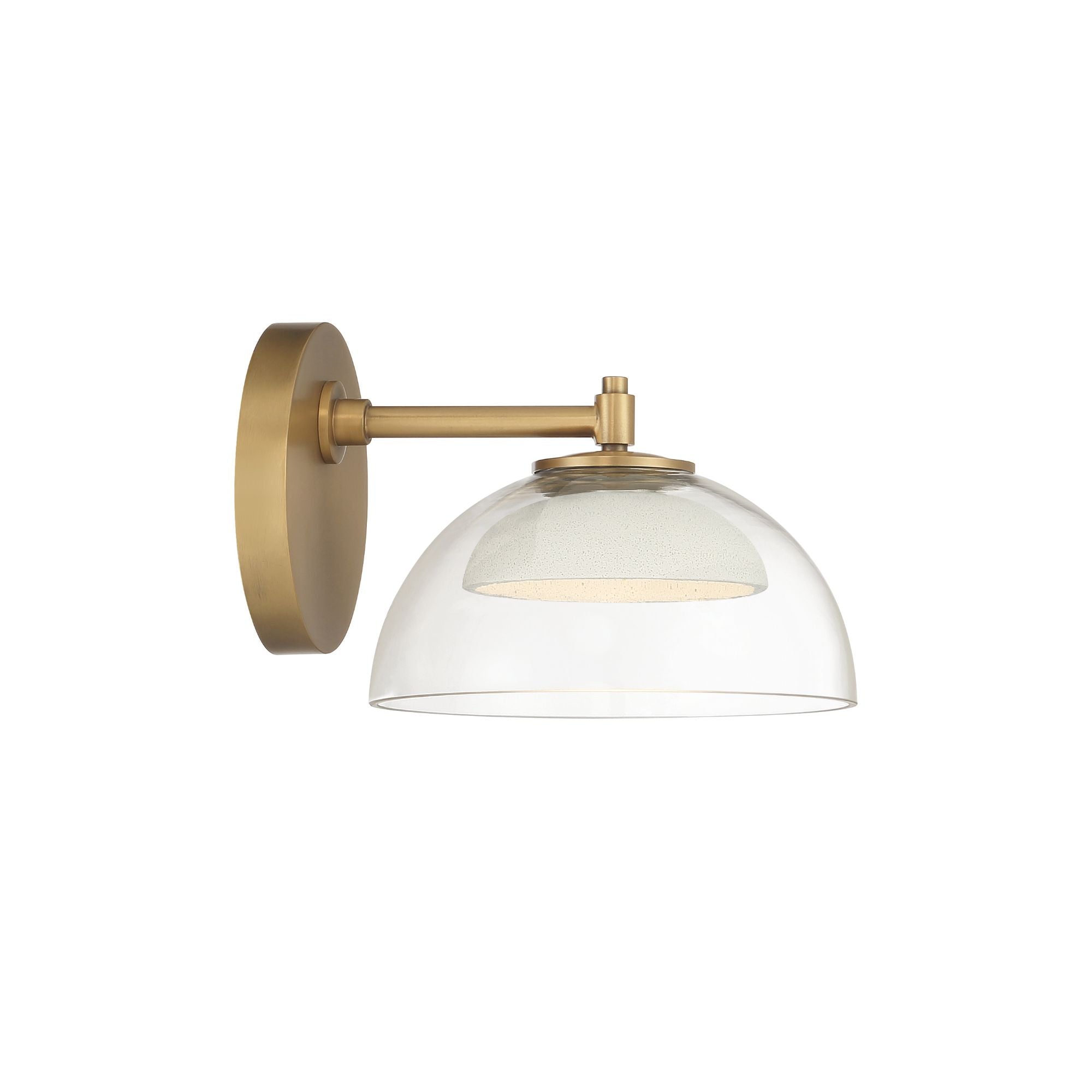 Minka-Lavery Halwynd 5.75 in. LED Bath Sconce, Legacy Brass with Clear Glass & Textured Cement Dome