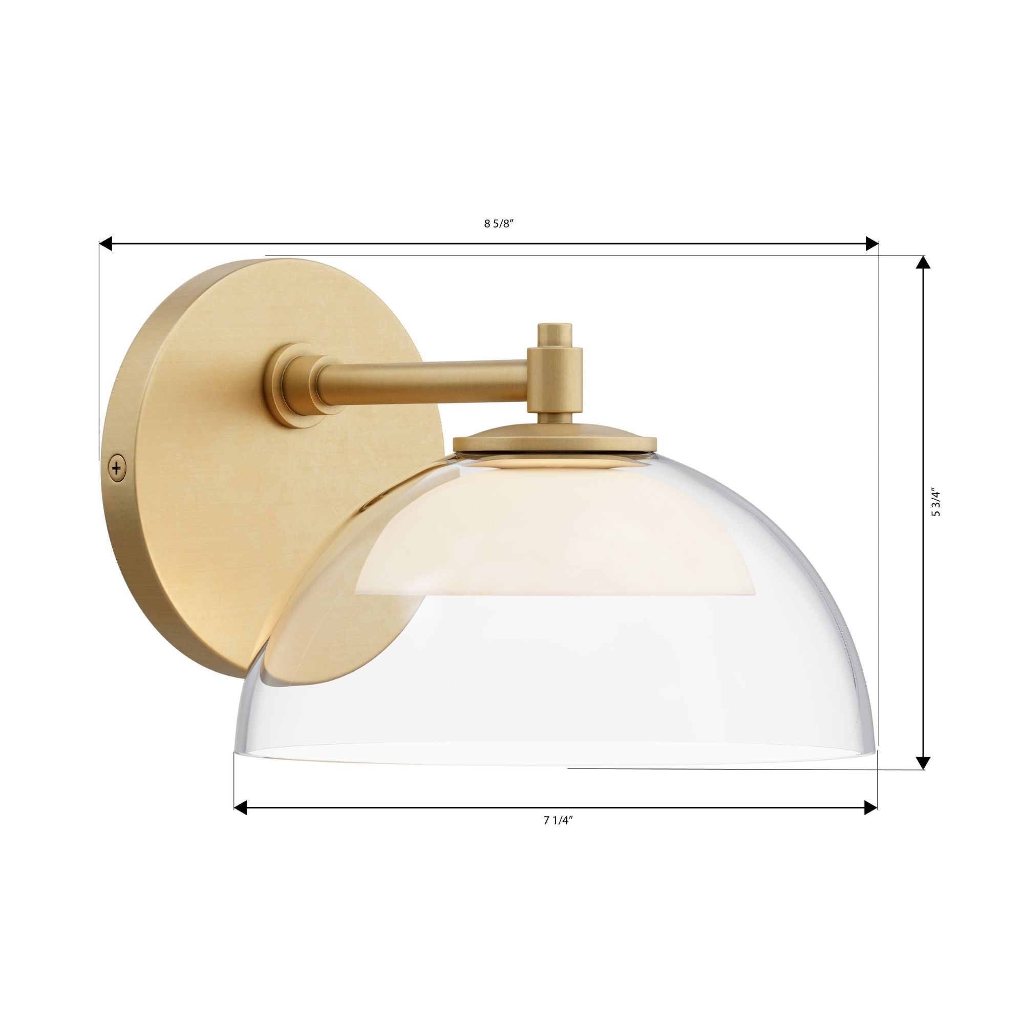 Minka-Lavery Halwynd 5.75 in. LED Bath Sconce, Legacy Brass with Clear Glass & Textured Cement Dome