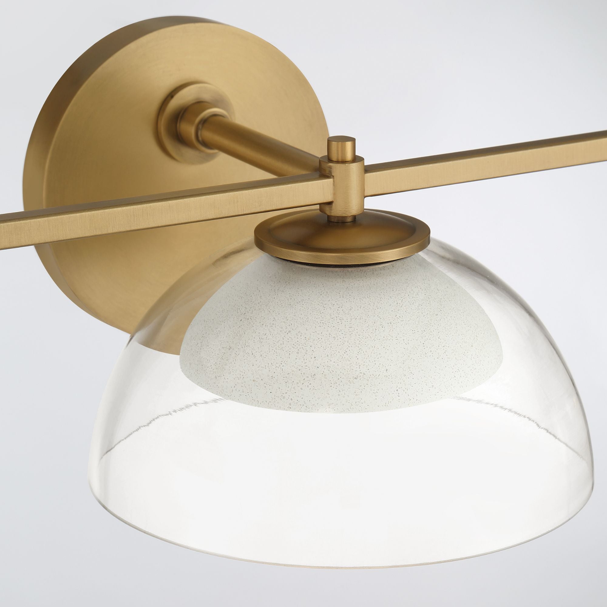 Minka-Lavery Halwynd 25.25 in. Vanity Light, Legacy Brass with Clear Glass & Textured Cement Dome Shades