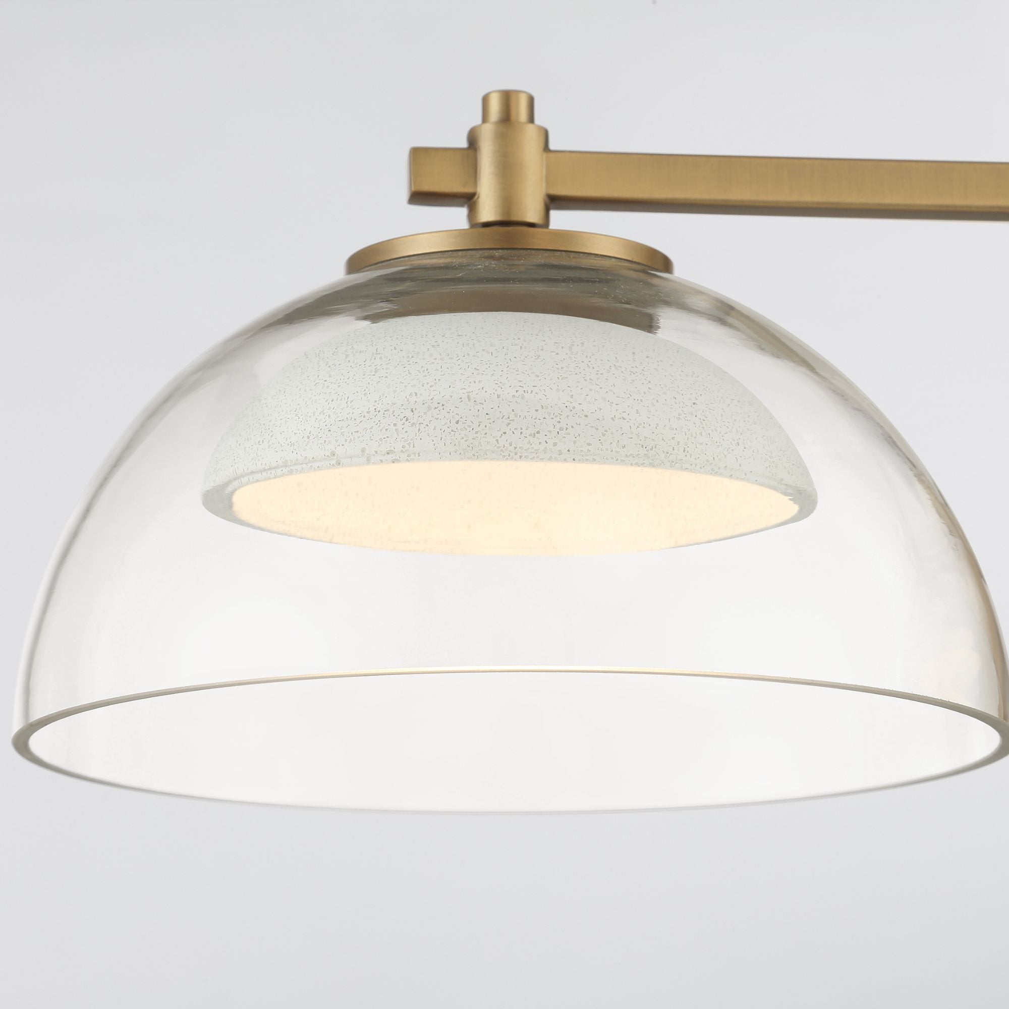Minka-Lavery Halwynd 25.25 in. Vanity Light, Legacy Brass with Clear Glass & Textured Cement Dome Shades