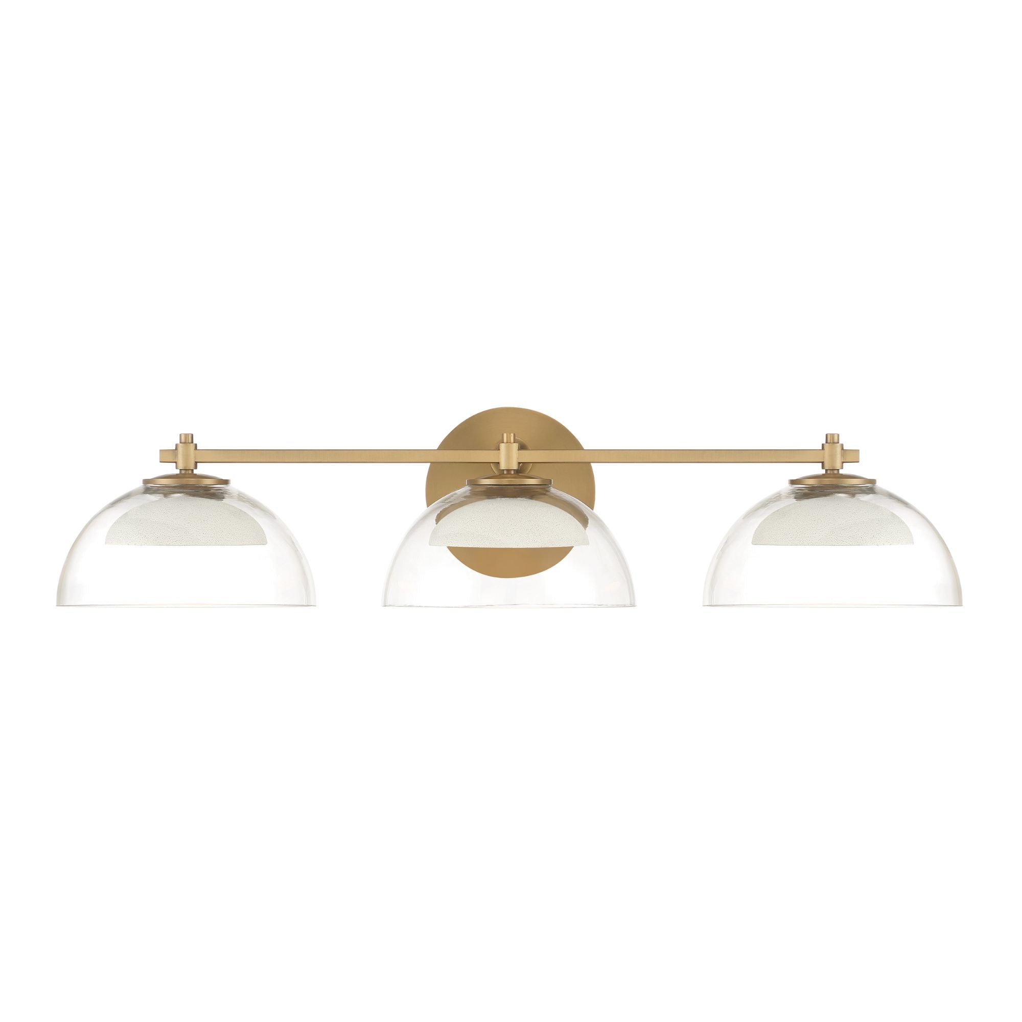Minka-Lavery Halwynd 25.25 in. Vanity Light, Legacy Brass with Clear Glass & Textured Cement Dome Shades