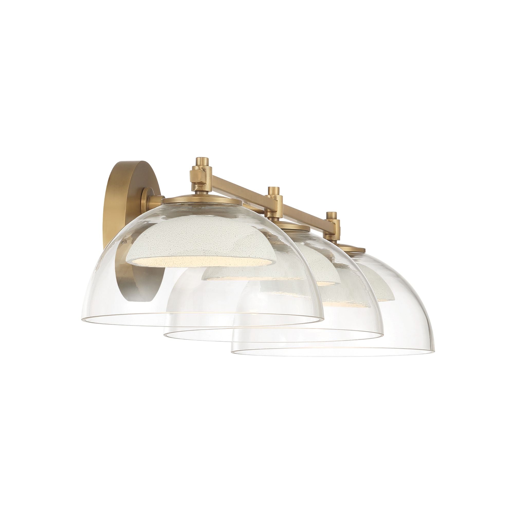 Minka-Lavery Halwynd 25.25 in. Vanity Light, Legacy Brass with Clear Glass & Textured Cement Dome Shades