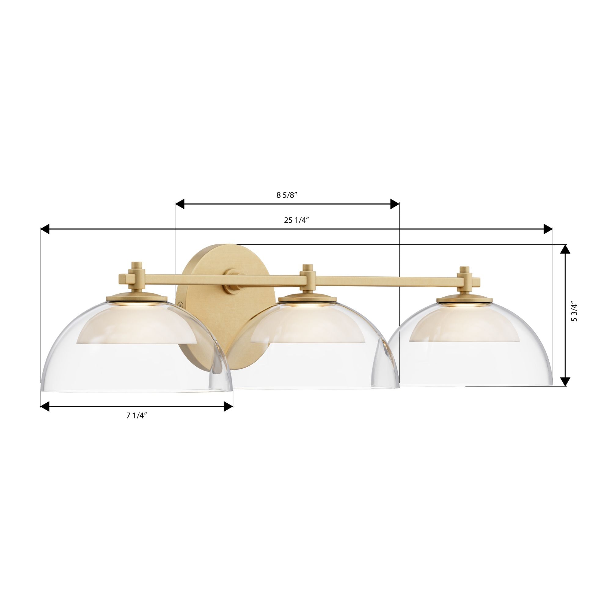 Minka-Lavery Halwynd 25.25 in. Vanity Light, Legacy Brass with Clear Glass & Textured Cement Dome Shades