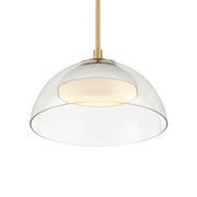 Minka-Lavery Halwynd 15 in. LED Pendant, Legacy Brass with Clear Glass and Textured Cement Dome