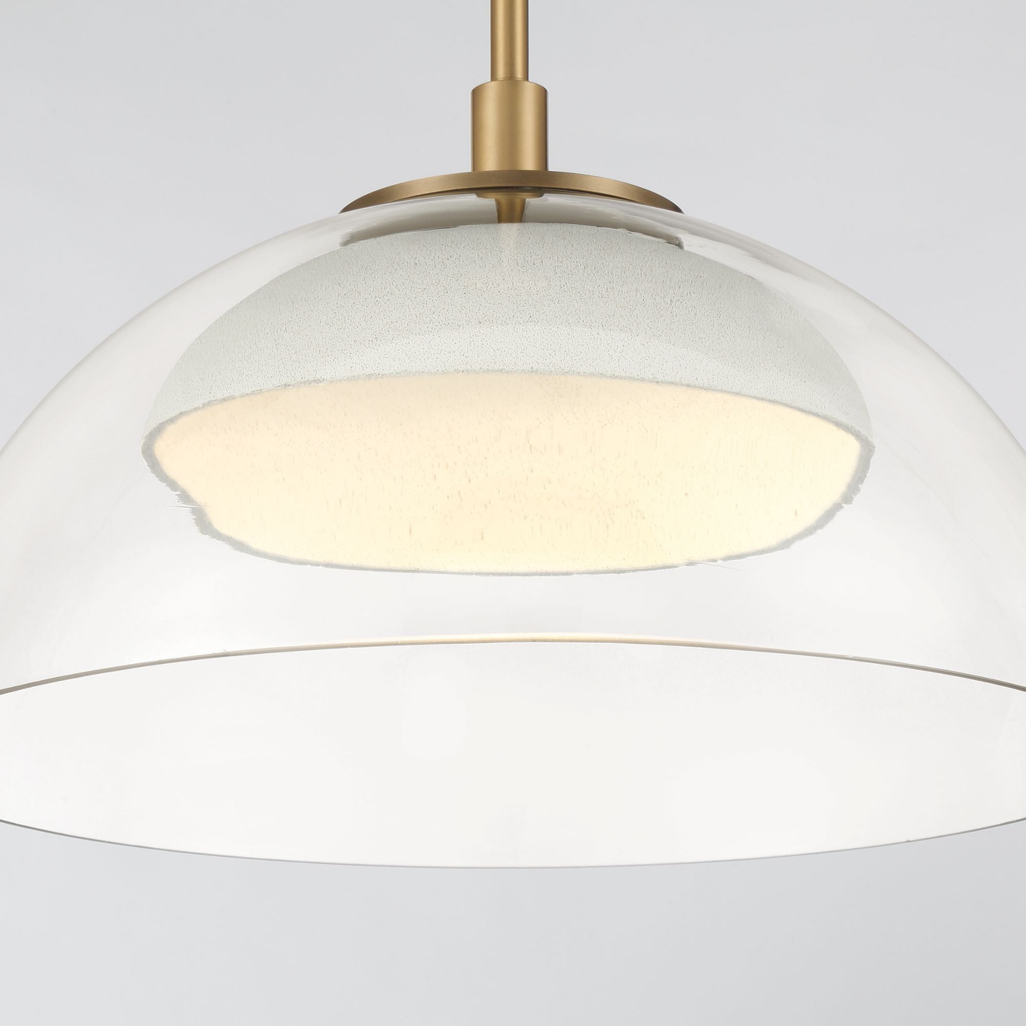 Minka-Lavery Halwynd 15 in. LED Pendant, Legacy Brass with Clear Glass and Textured Cement Dome