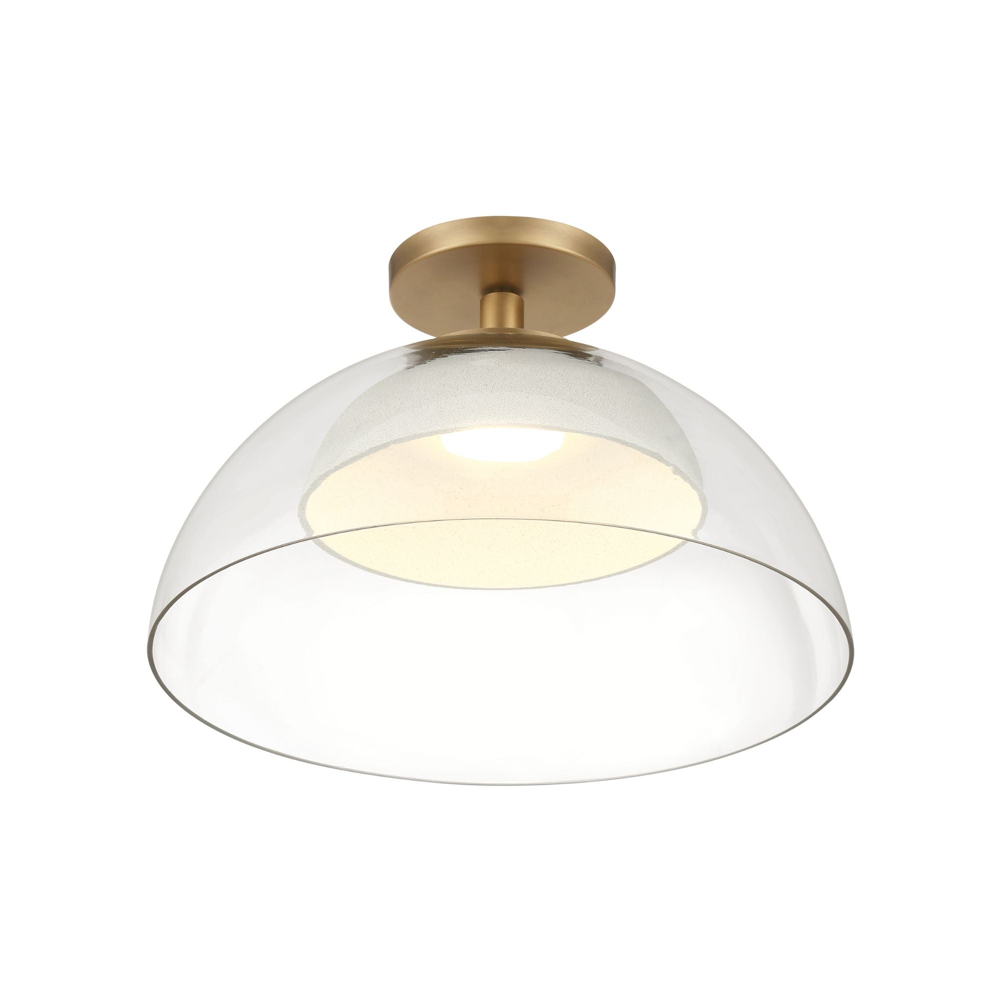 Minka-Lavery Halwynd 15 in. LED Pendant, Legacy Brass with Clear Glass and Textured Cement Dome