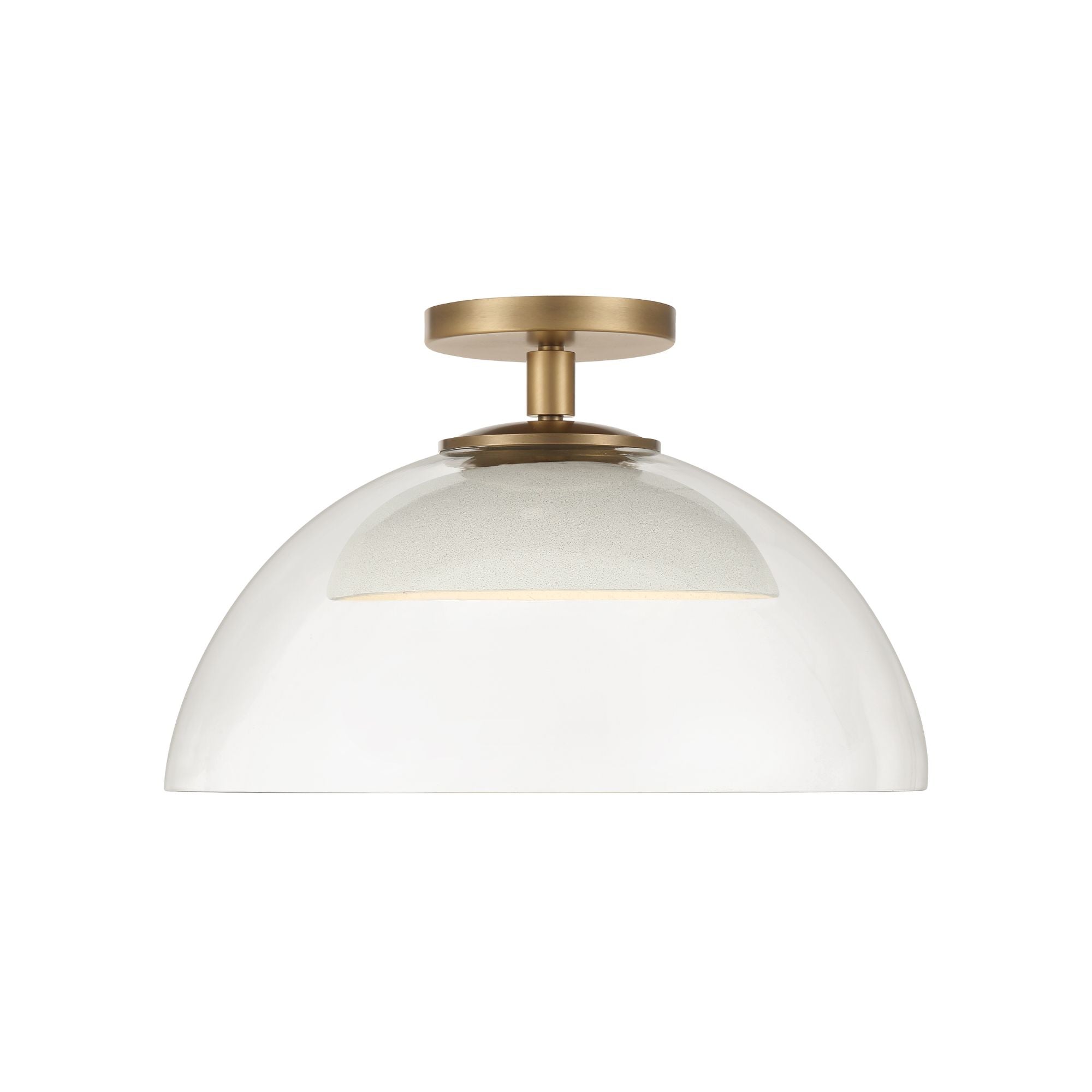 Minka-Lavery Halwynd 15 in. LED Pendant, Legacy Brass with Clear Glass and Textured Cement Dome