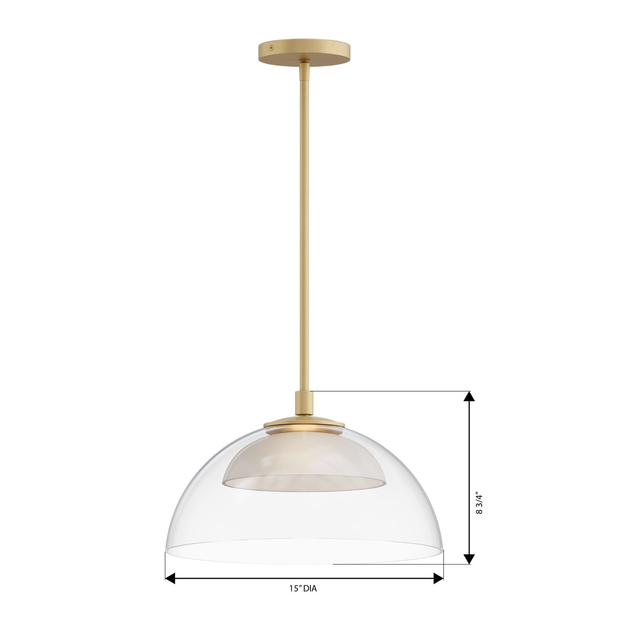 Minka-Lavery Halwynd 15 in. LED Pendant, Legacy Brass with Clear Glass and Textured Cement Dome
