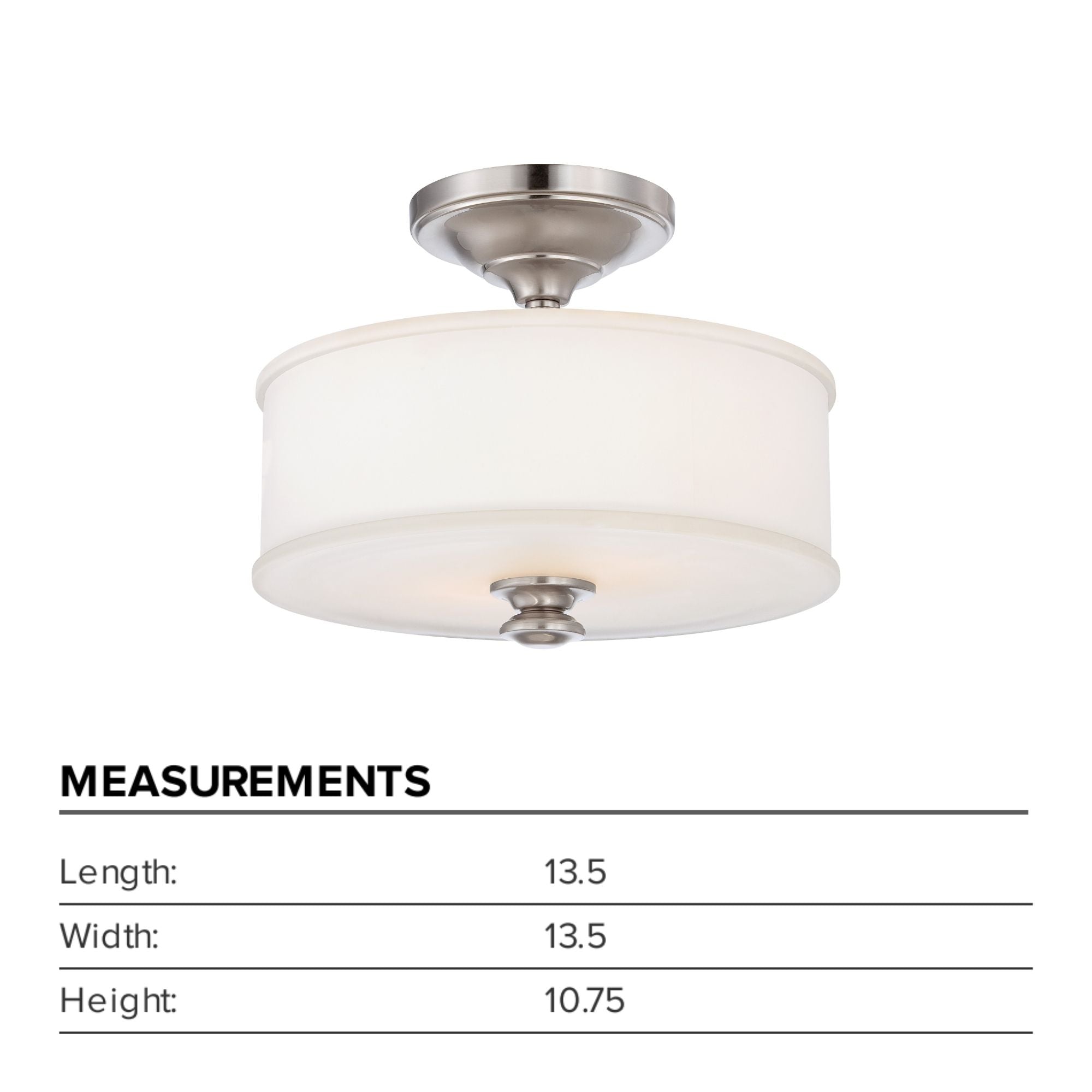 Harbour Point 14" 2-Light Semi-Flush Mount, Brushed Nickel Finish