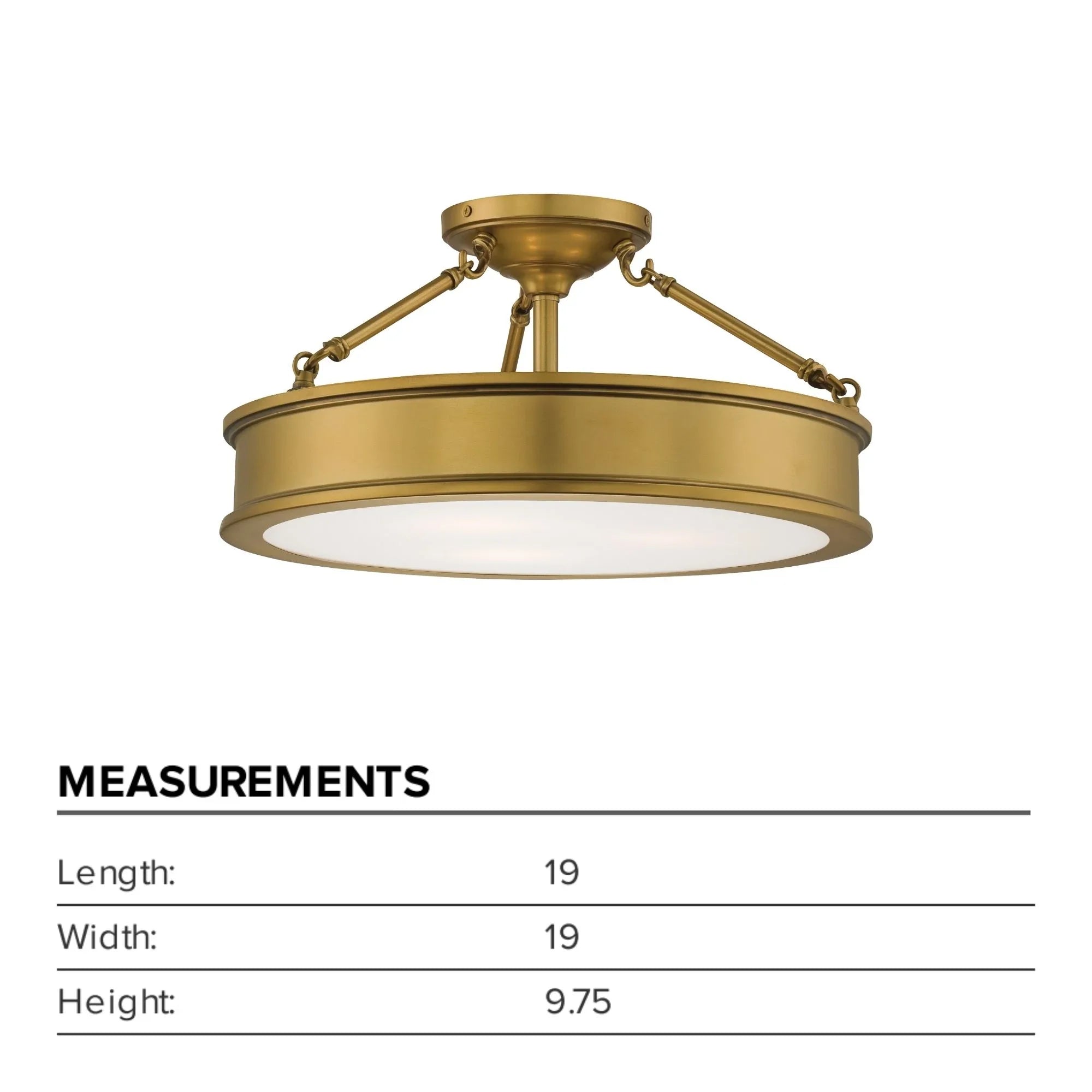 Harbour Point 19" 3-Light Semi-Flush Mount, Liberty Gold Finish
