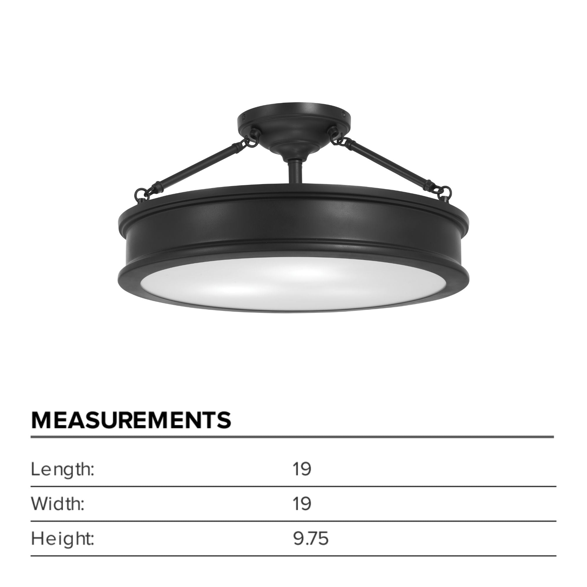 Harbour Point 19" 3-Light Semi-Flush Mount, Coal Finish