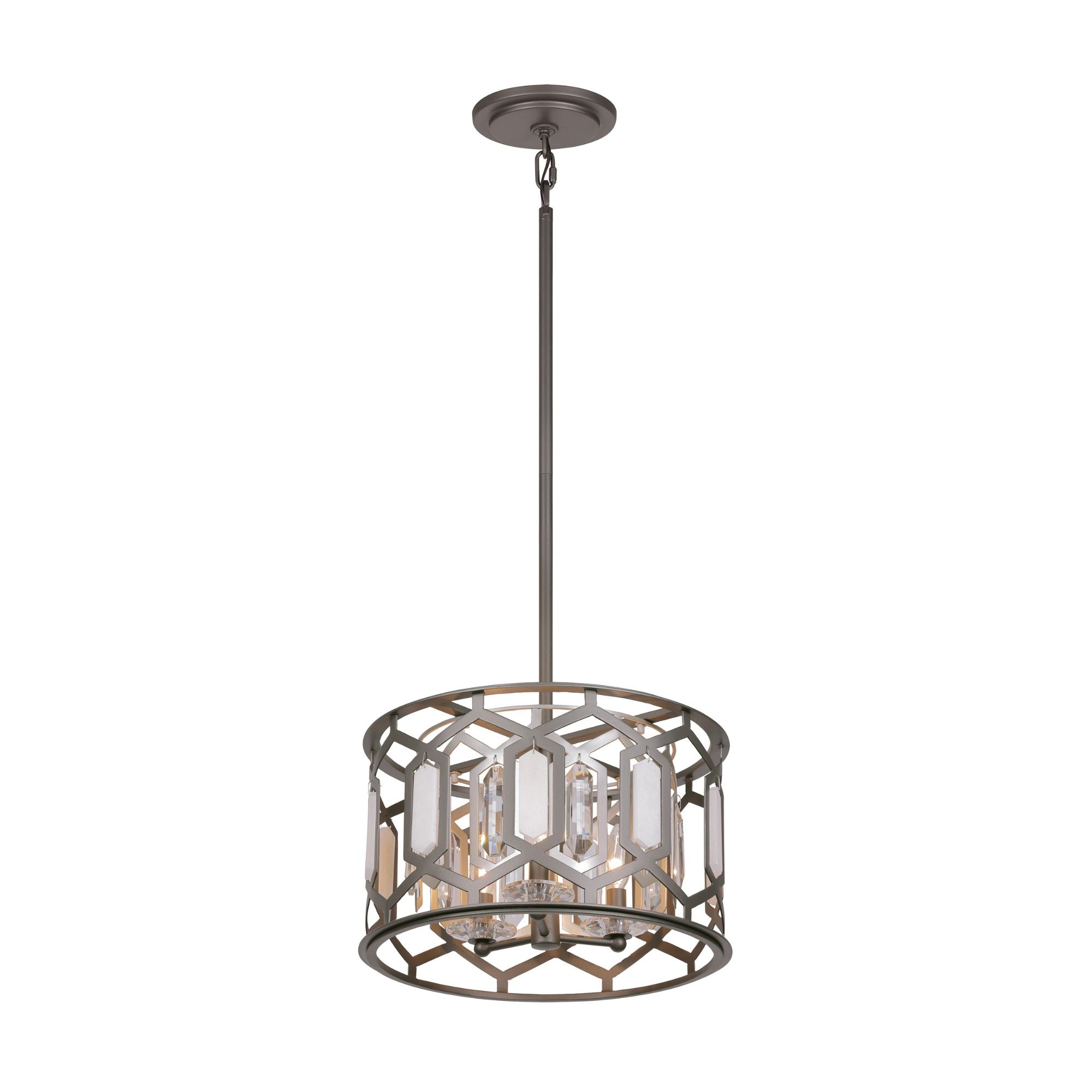 Hexly 16" 3-Light Semi-Flush Mount, Bronze & Sultry Silver Finish