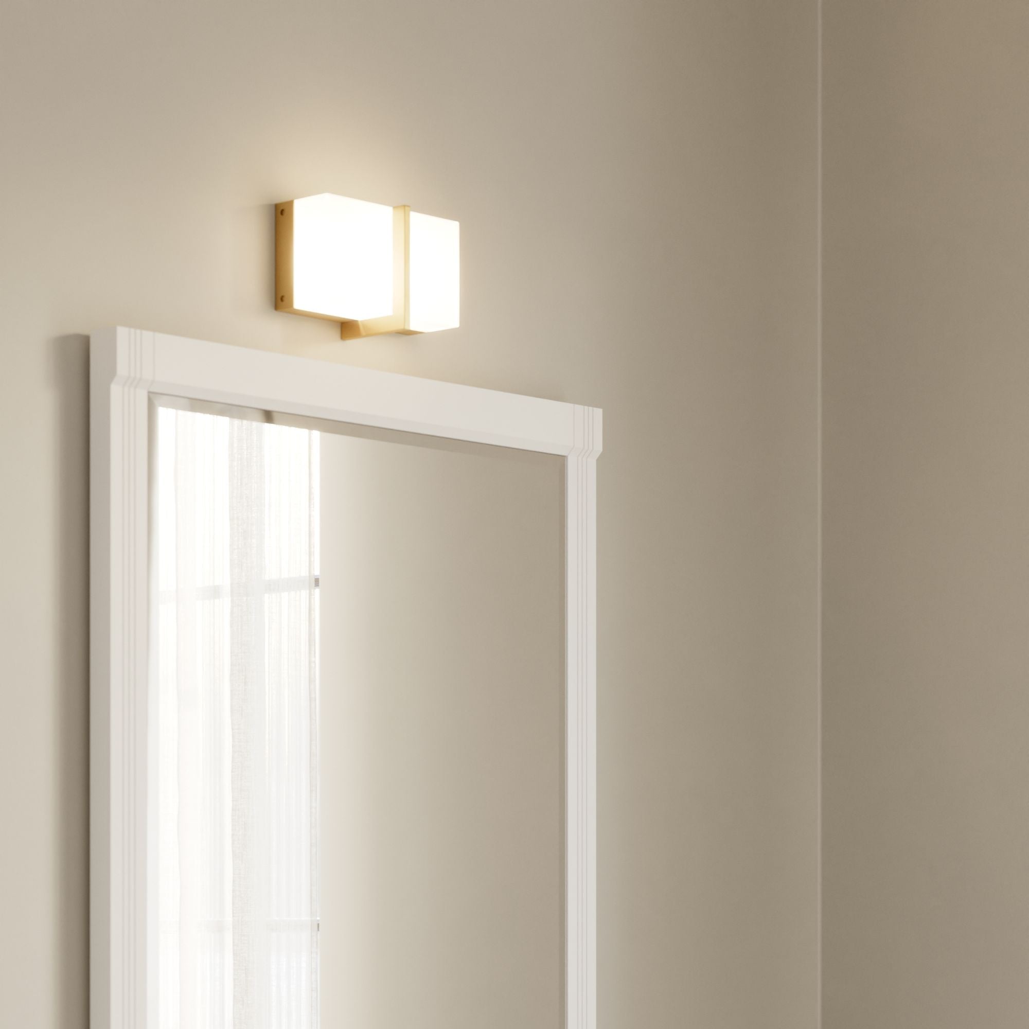 Minka-Lavery High Rise 8.5 in. LED Bath Bar, Legacy Brass with White Glass